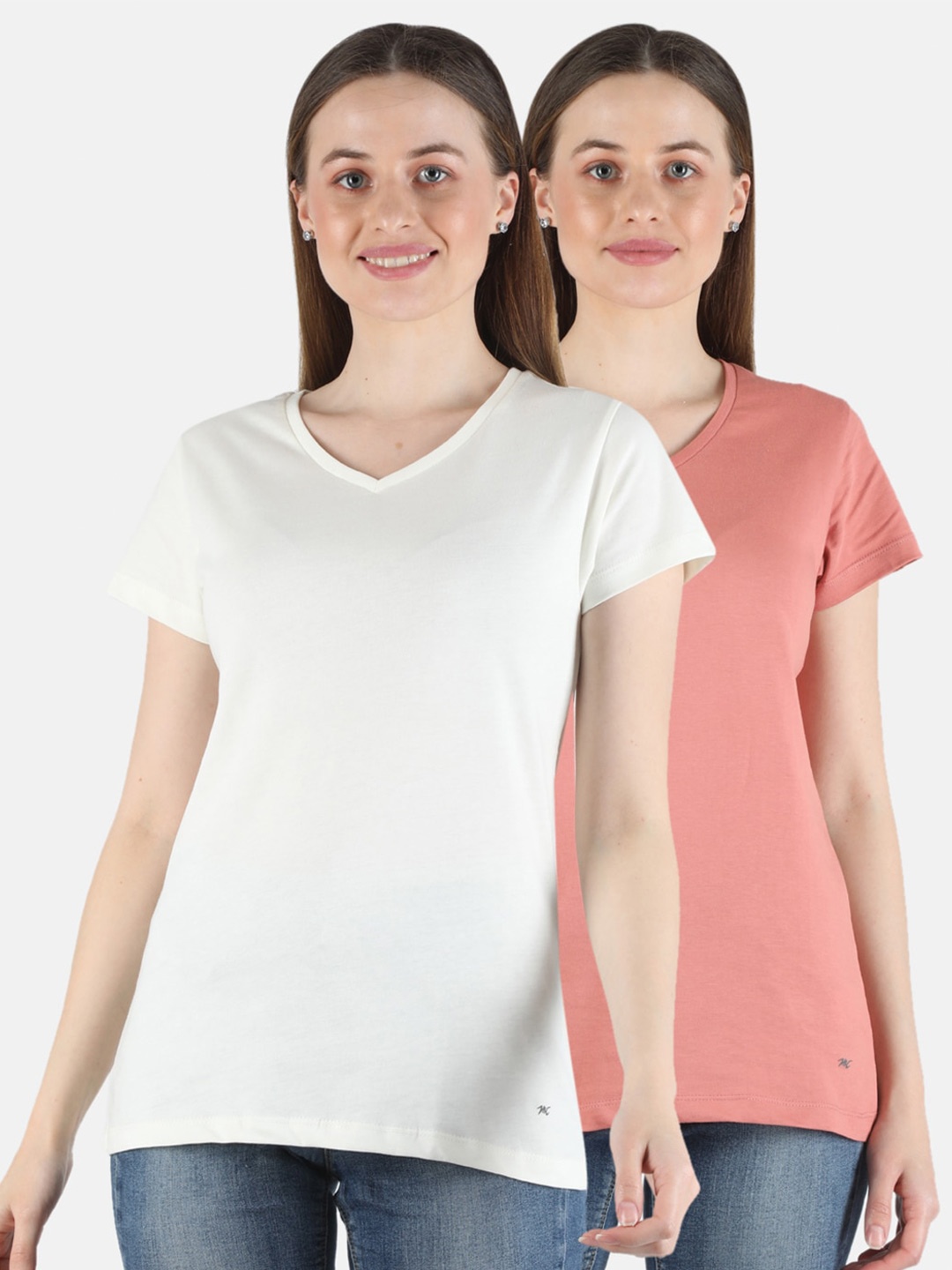 

Monte Carlo Women Plus Size Pack Of 2 Pure Cotton Top, White