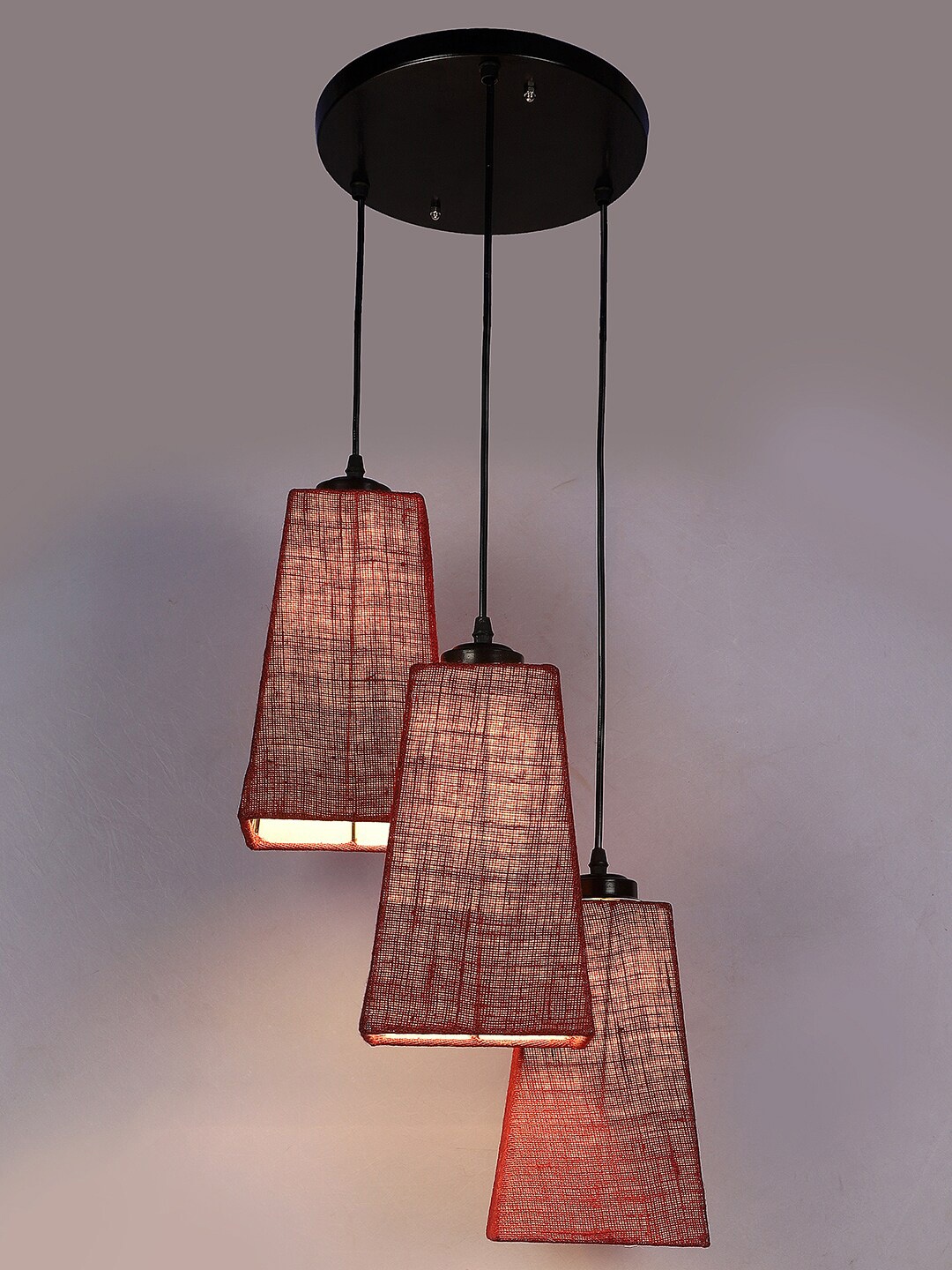 

Devansh Maroon Jute Pyramid Cluster Hanging Lamp