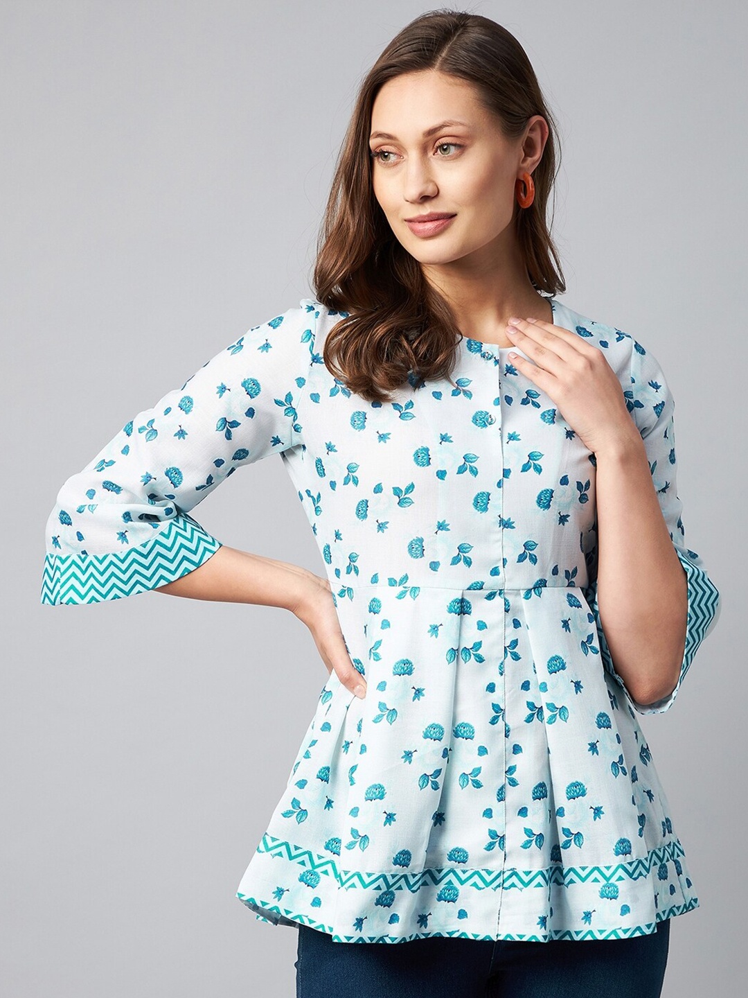 

Orchid Blues Blue Floral Print Top