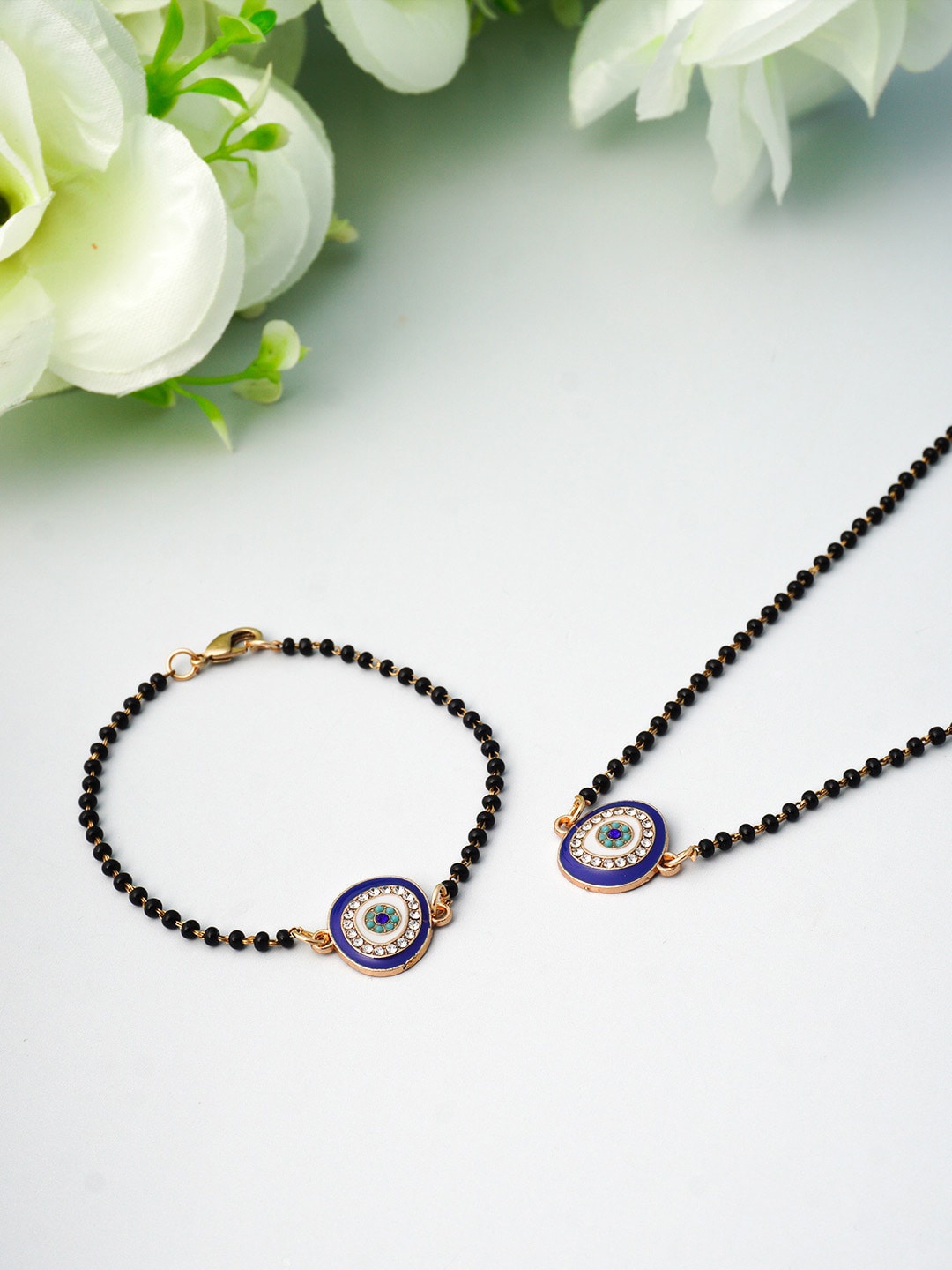 

Ferosh Black Beaded & Studded Mangalsutra Jewelley Set