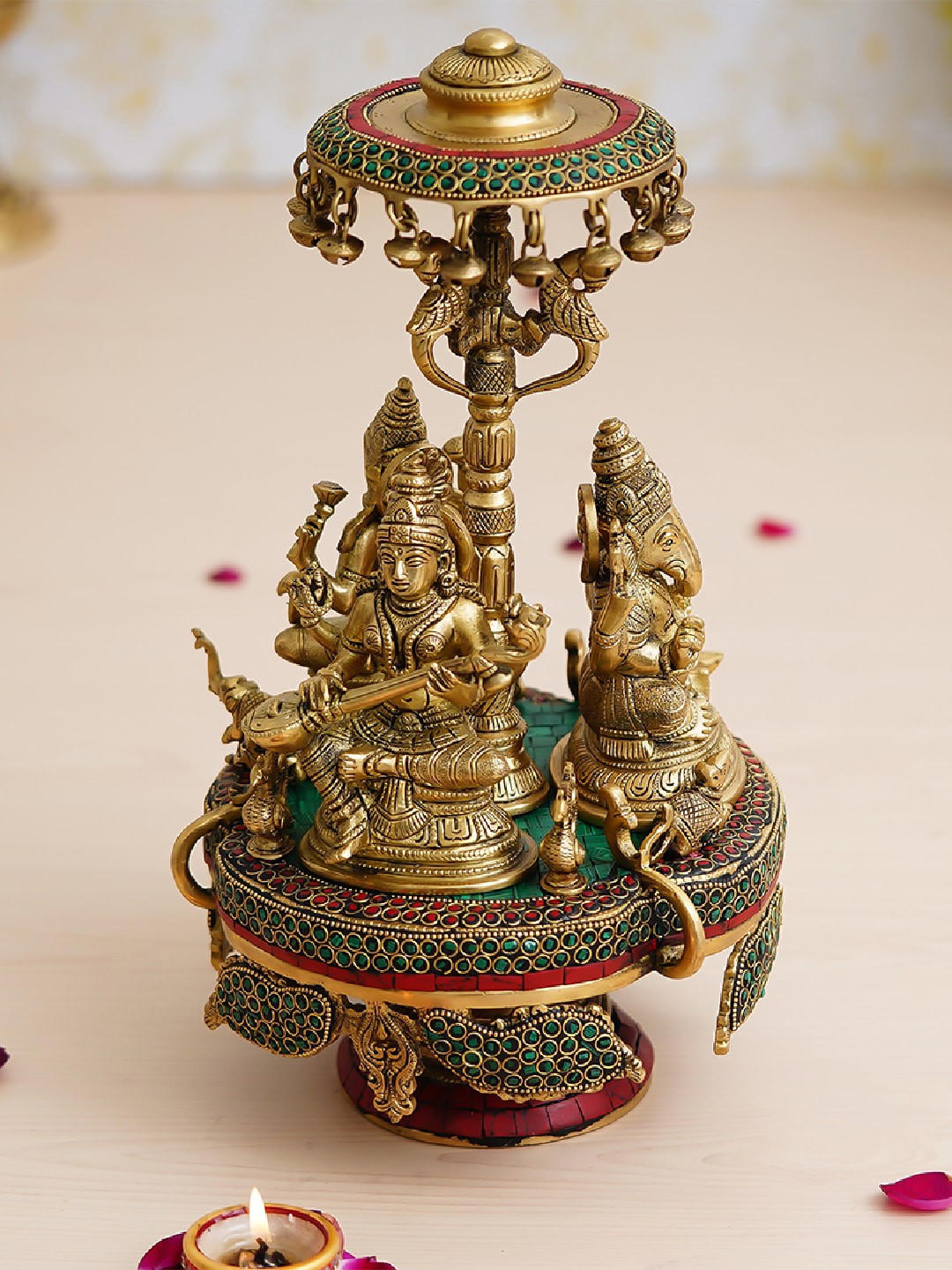 

eCraftIndia Gold-Toned Lord Ganesha, Laxmi and Saraswati Showpieces