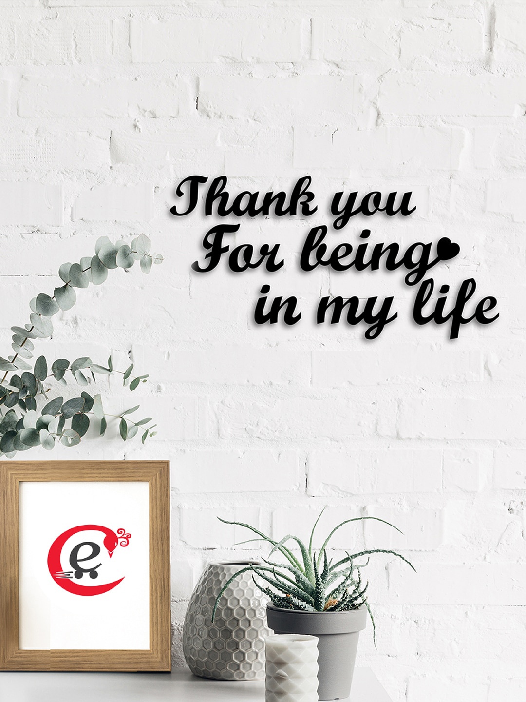 

eCraftIndia Black Thank you for being in My life Cutout Wood Wall Decor