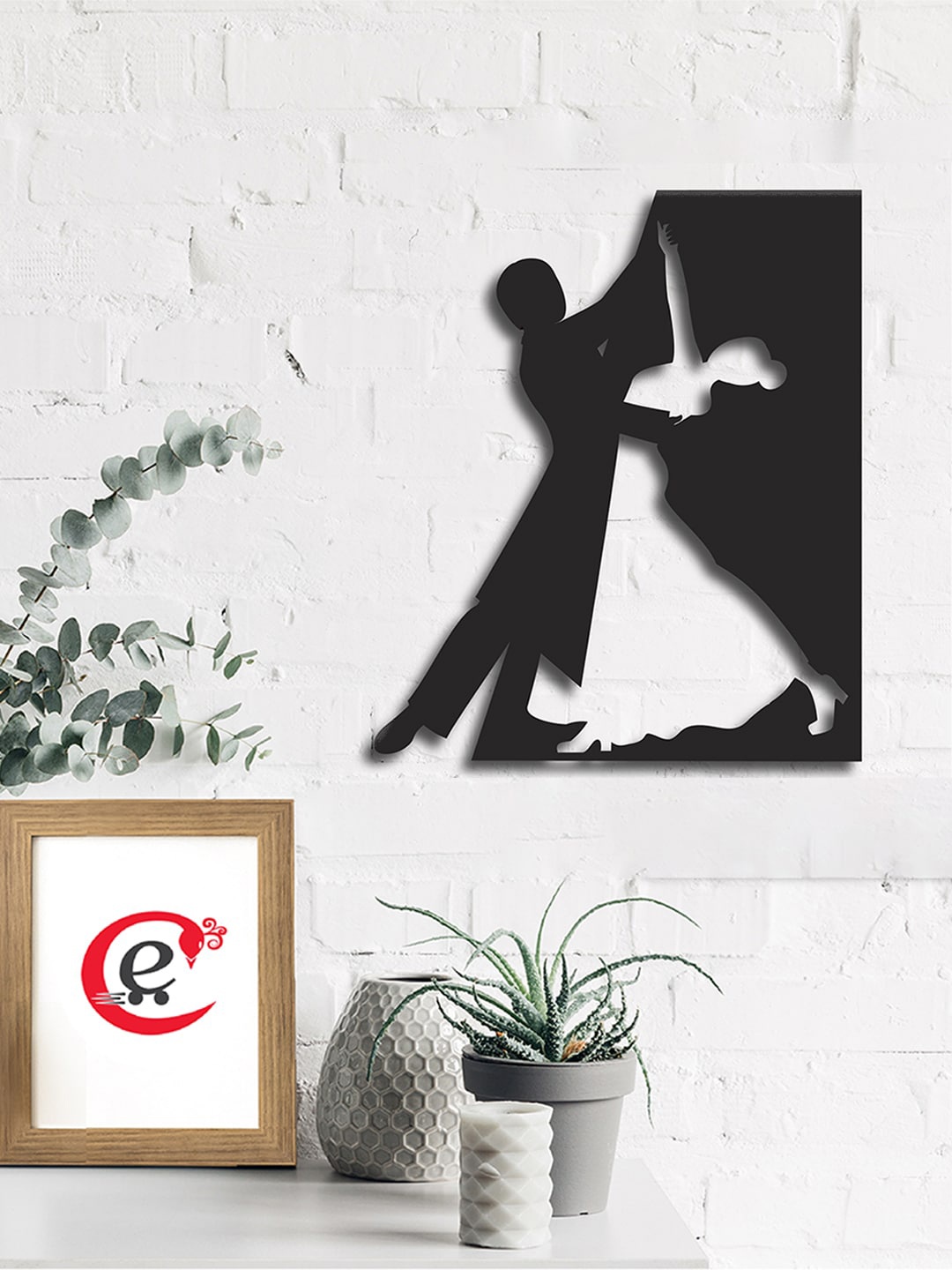 

eCraftIndia Dancing Couple" Black Engineered Wood Cutout Wall Art