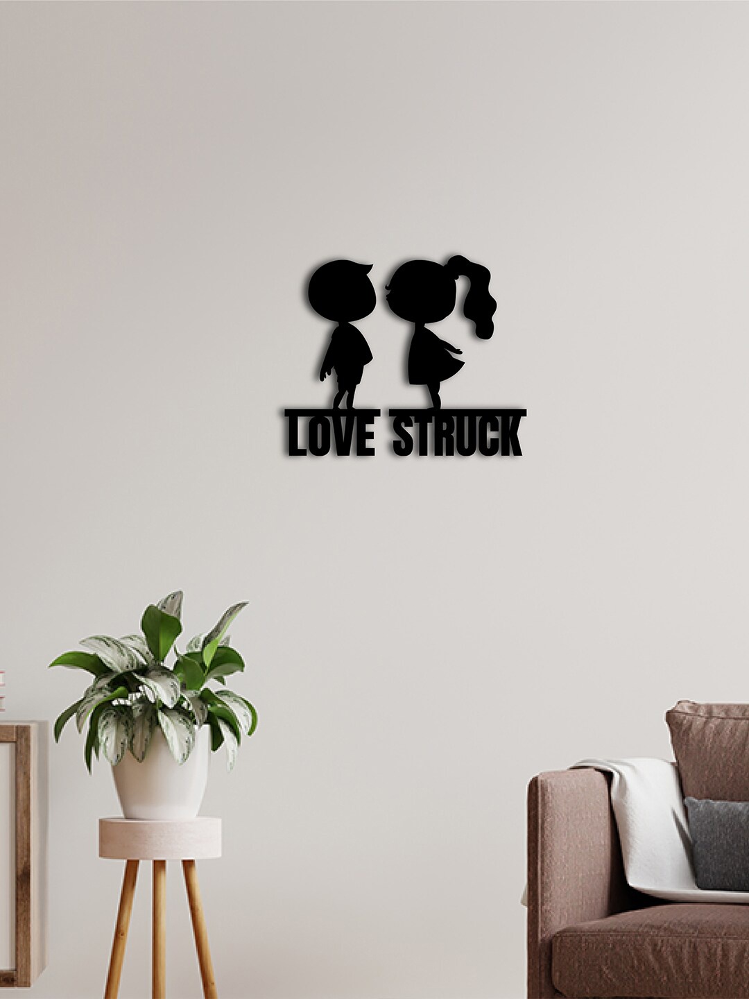 eCraftIndia Love Struck Black Wooden Wall Decor