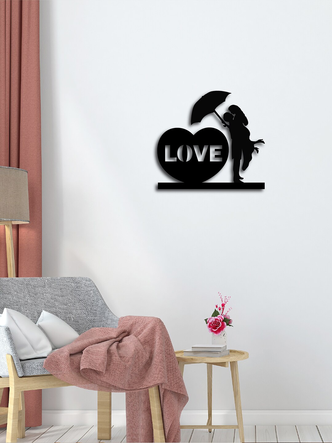 

eCraftIndia Black Couple Under Umbrella Wall Decor