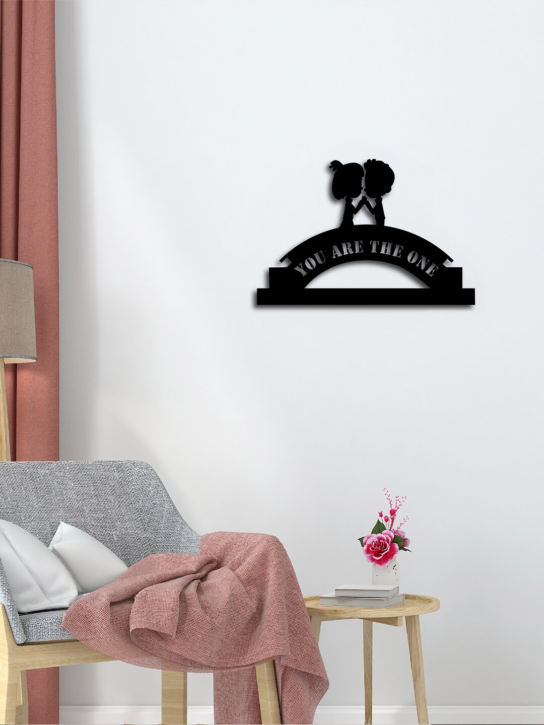 

eCraftIndia Black "You are the One" Engineered Wood Cutout Wall Decor