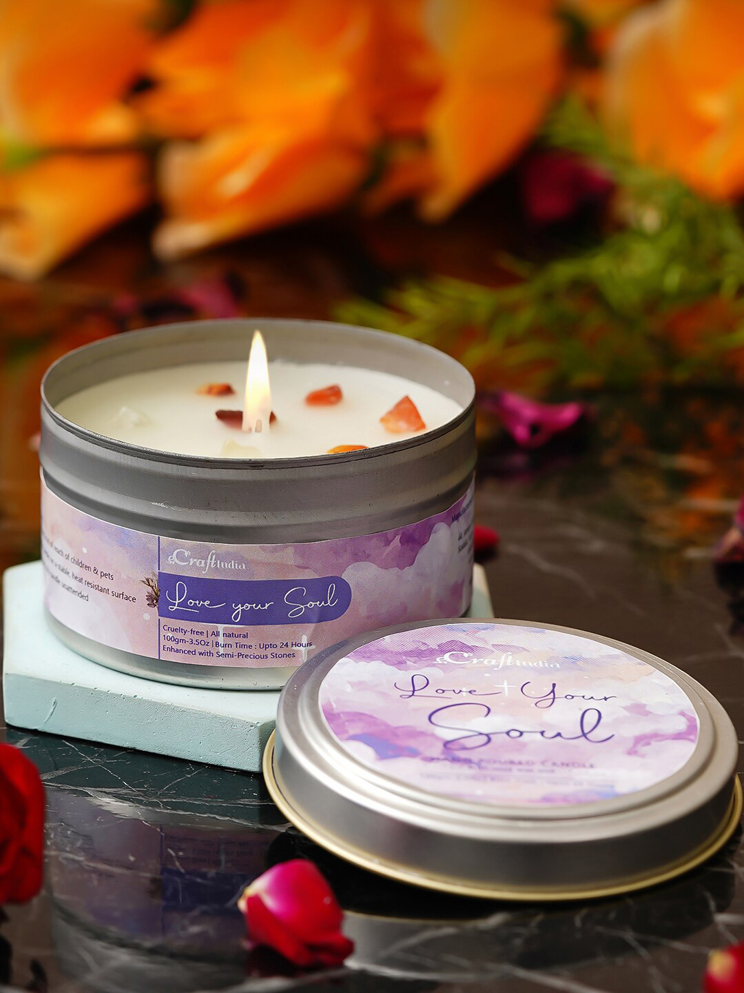 

eCraftIndia Purple Solid Love Your Soul Hand Poured Soya Wax Candle