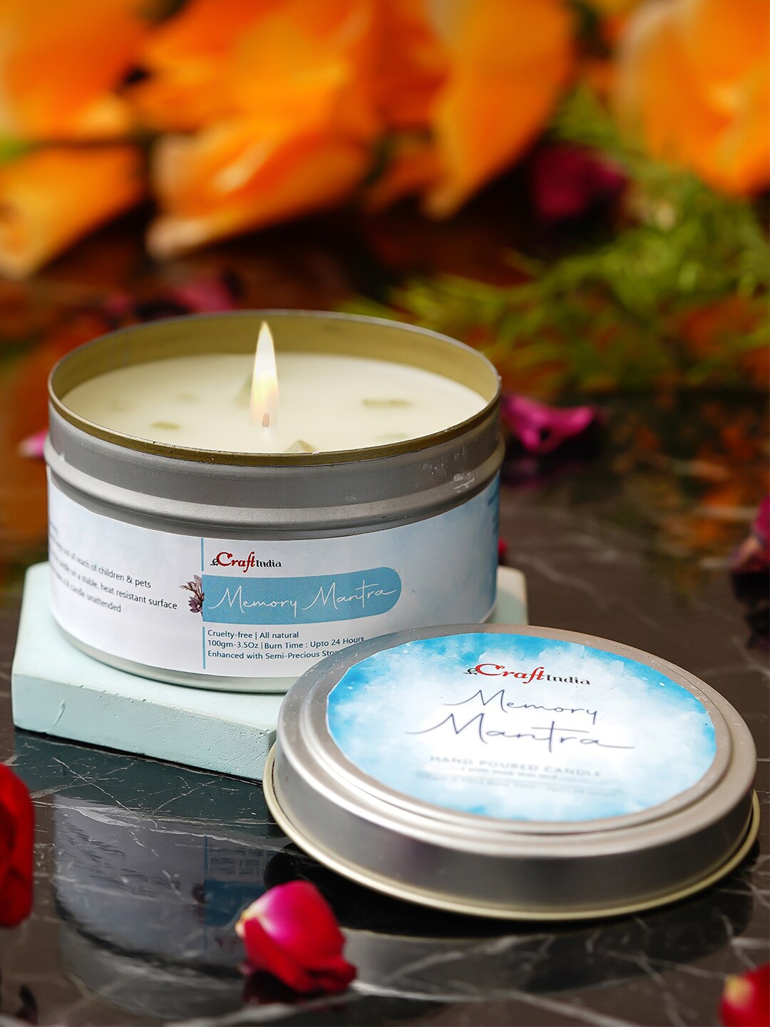 

eCraftIndia Blue & White Soya Wax Jar Candle