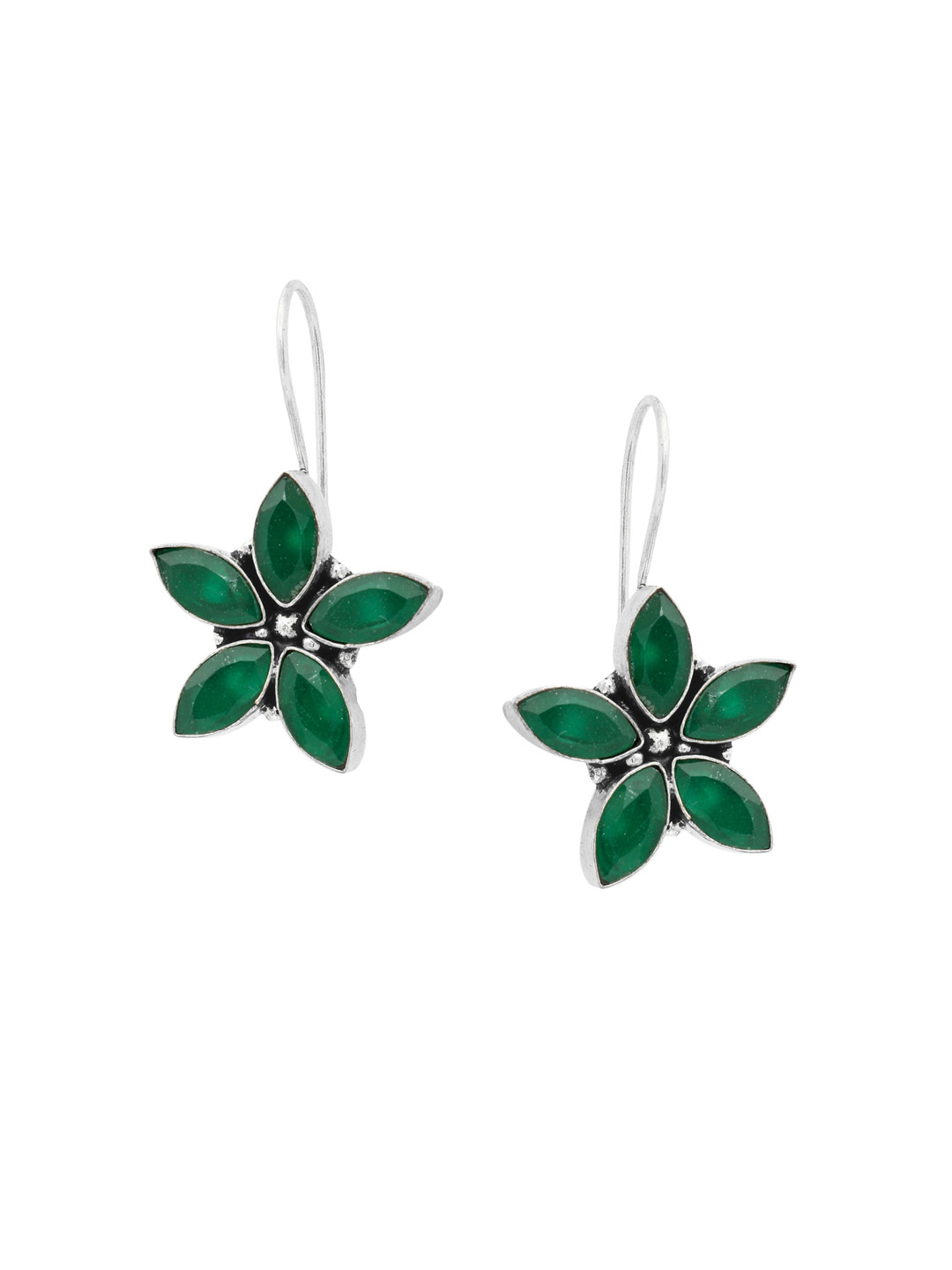 

EL REGALO Green Floral Drop Earrings