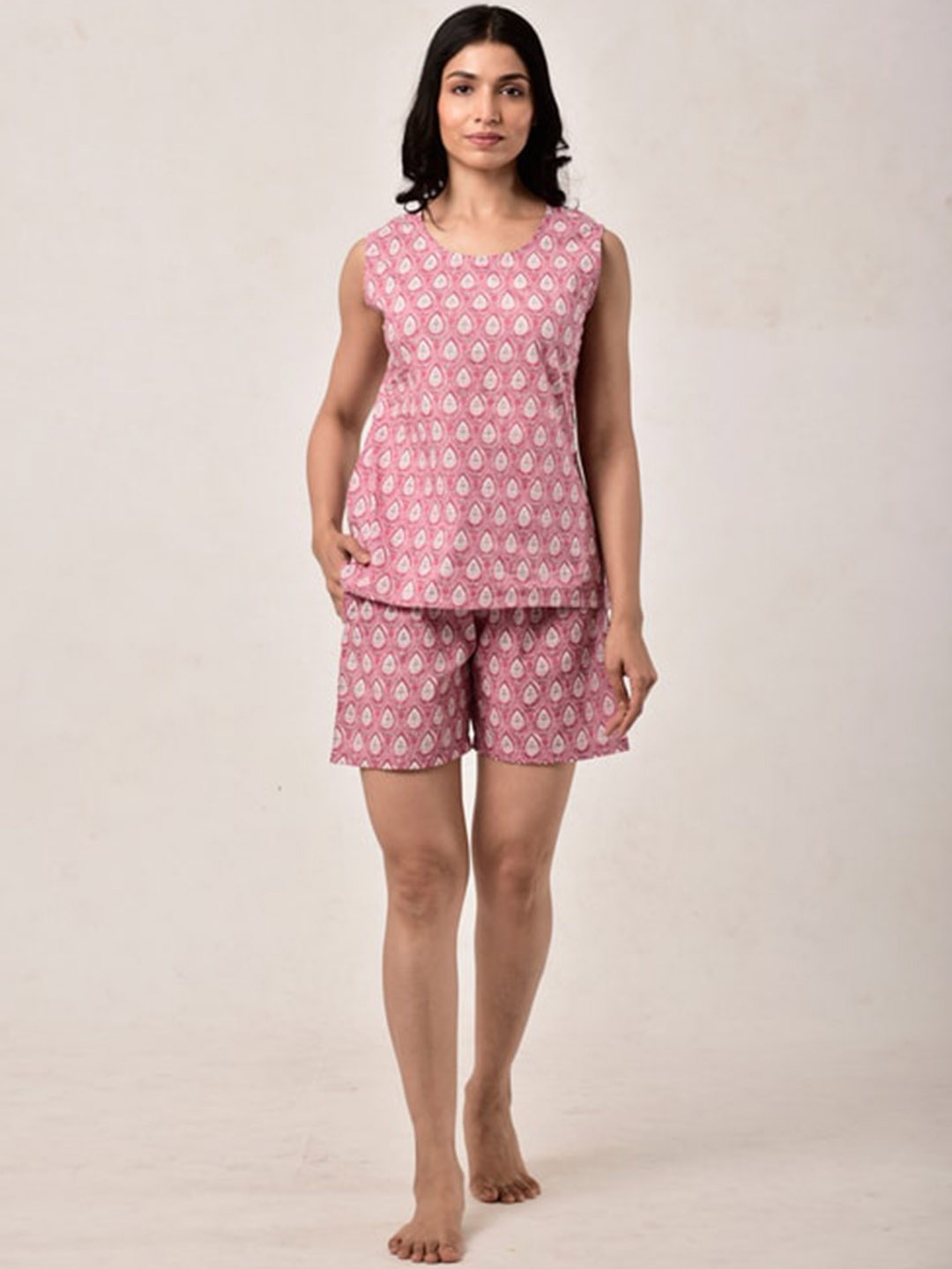 

Ikk Kudi by Seerat Women Pink Printed Pure Cotton Night suit