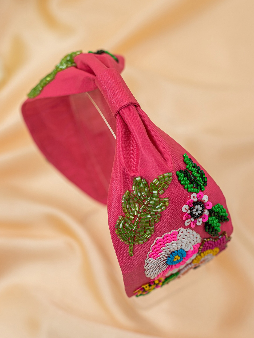 

Bellofox Women Pink & Green Embellished Hairband