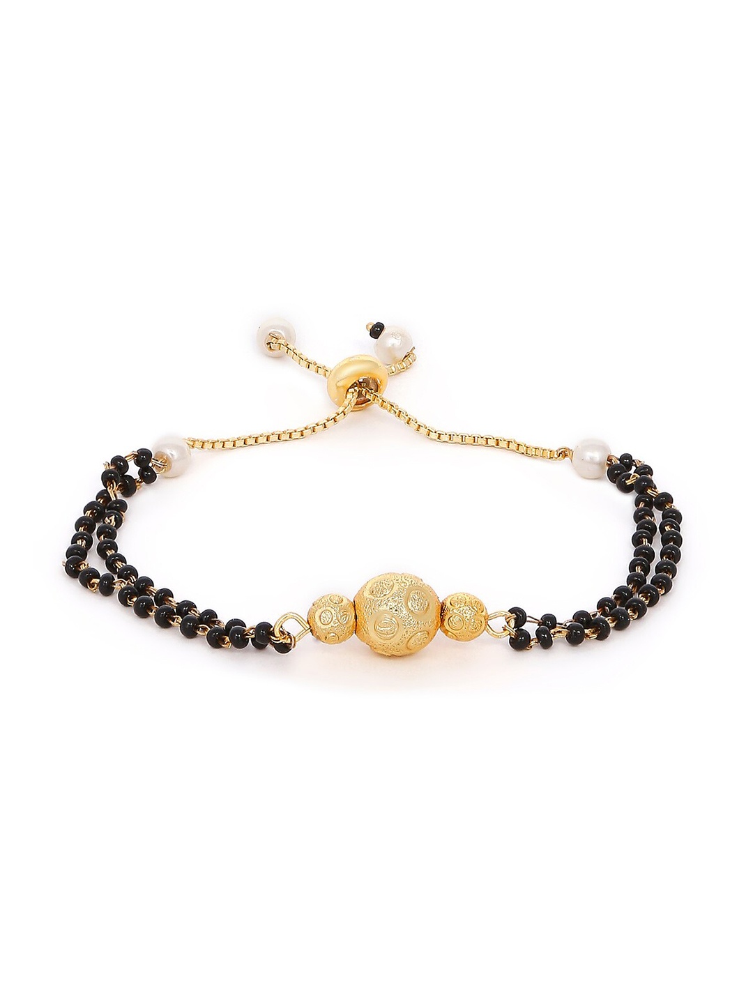 

Mahi Gold-Toned & Black Gold-Plated Mangalsutra Bracelet