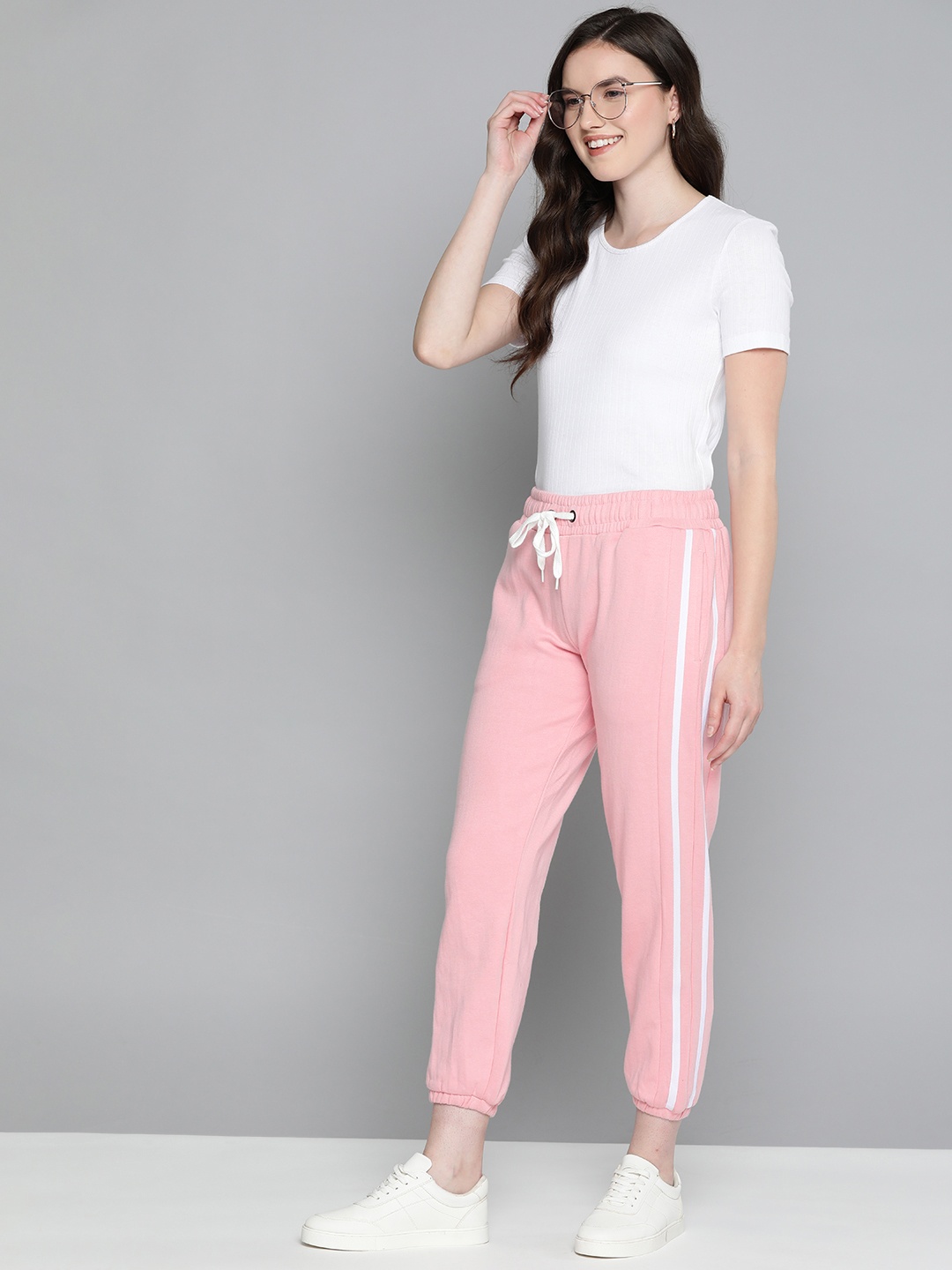 

Mast & Harbour Women Solid with Side Striped Detail Joggers, Pink