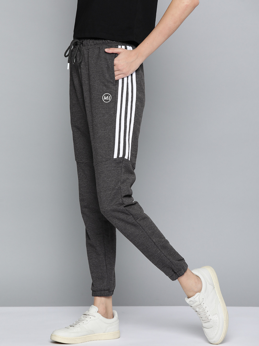 

Mast & Harbour Women Charcoal Solid Joggers