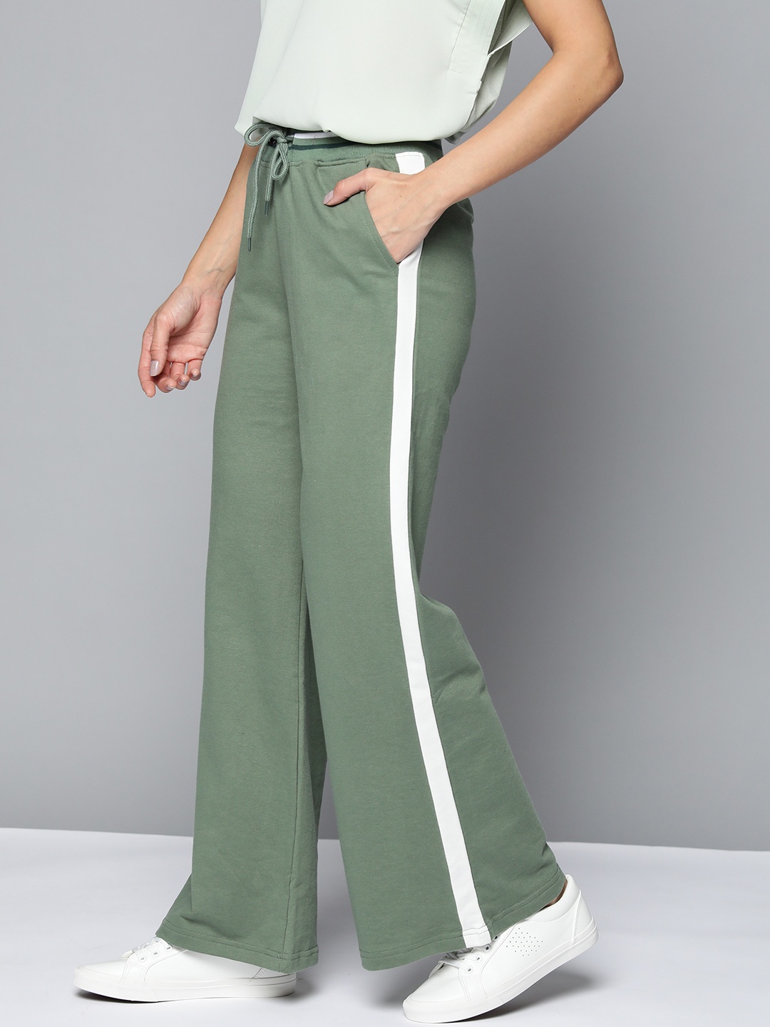 

Mast & Harbour Women Sage Green Solid Track Pants