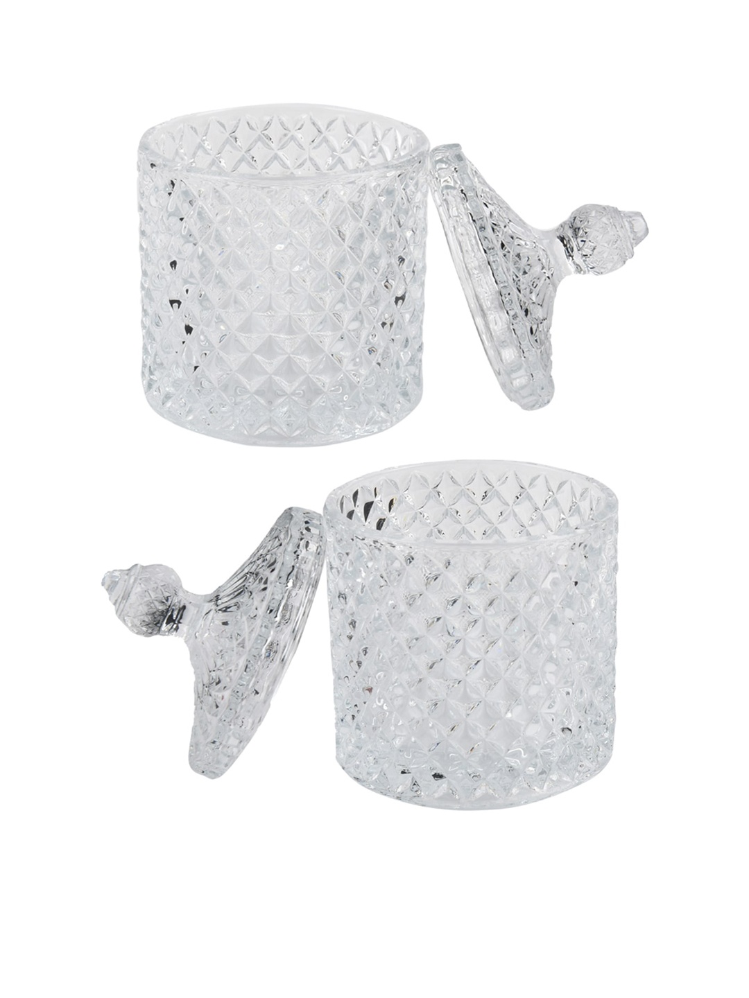 

jnsm Set Of 2 Transparent Air-Tight Textured Glass Storage Jars