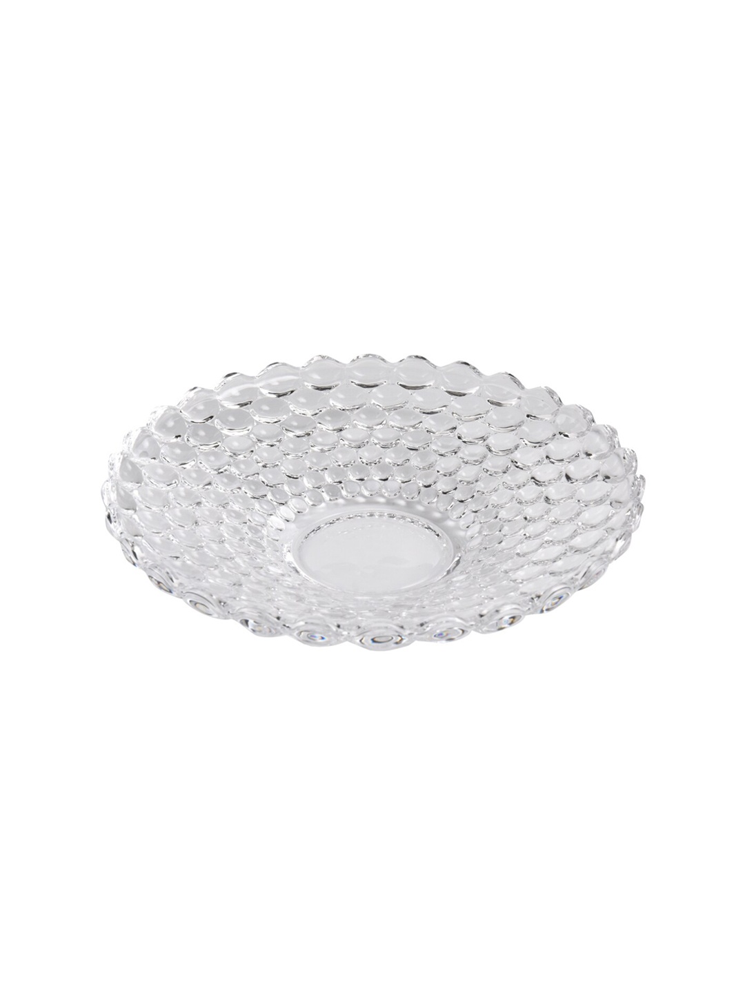 

jnsm Transparent Bubble Design Flat Base Glass Fruit Serving Bowl