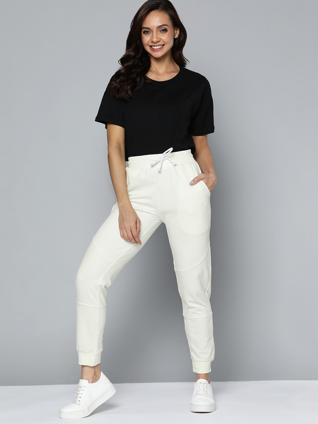 

Mast & Harbour Women Off-White Solid Joggers