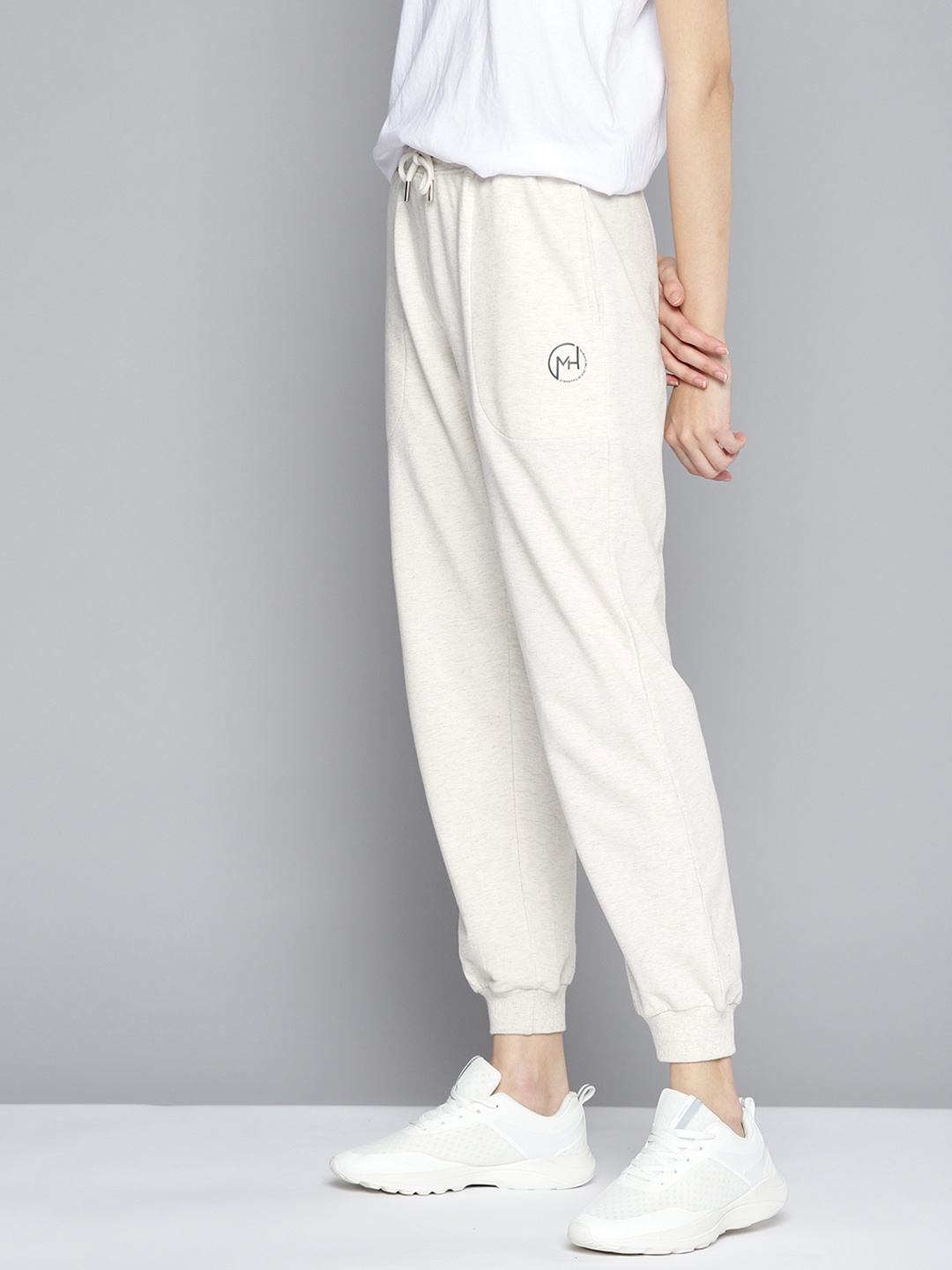 

Mast & Harbour Women Off-White Solid Joggers