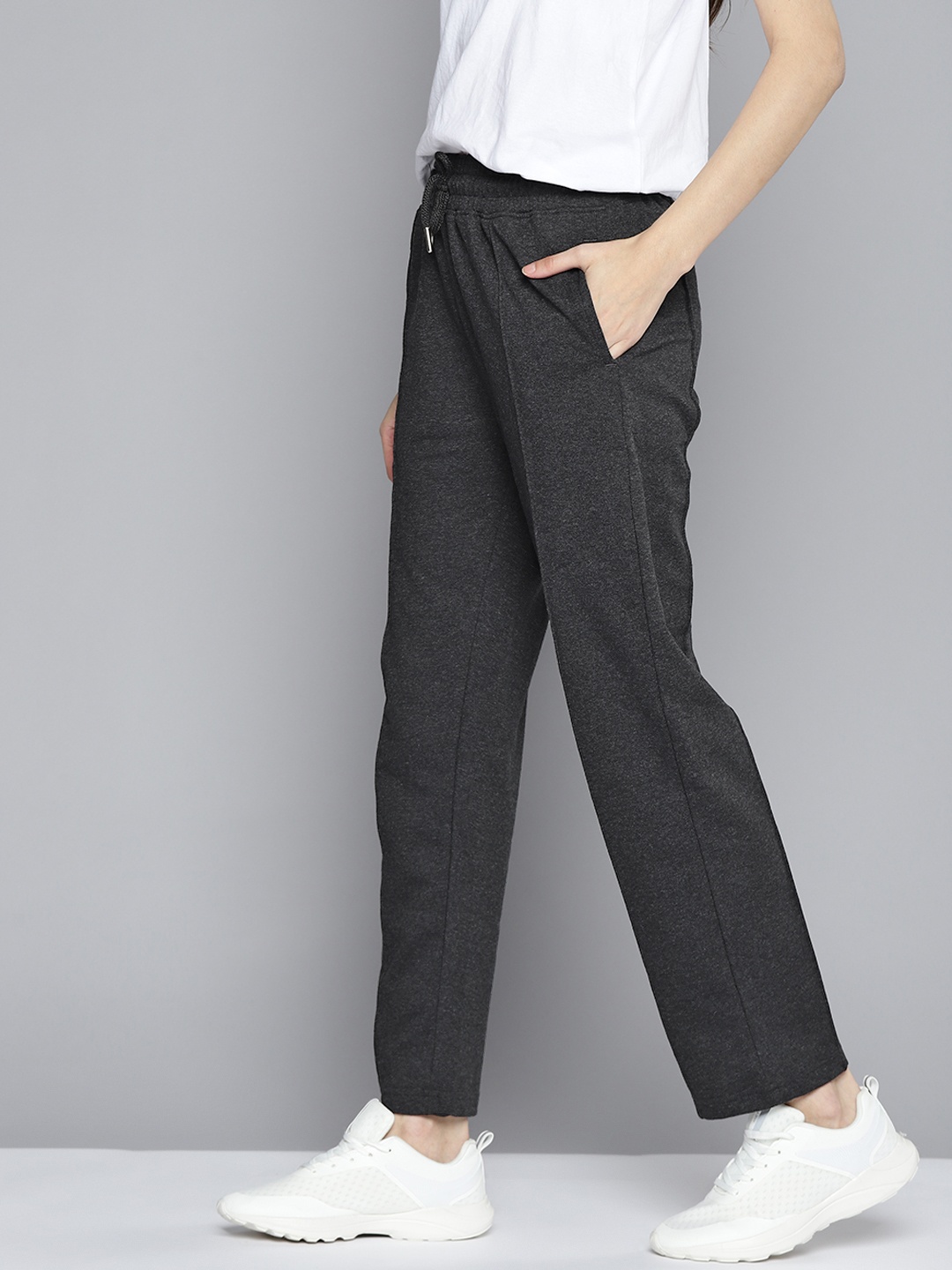 

Mast & Harbour Women Charcoal Grey Solid Track Pants