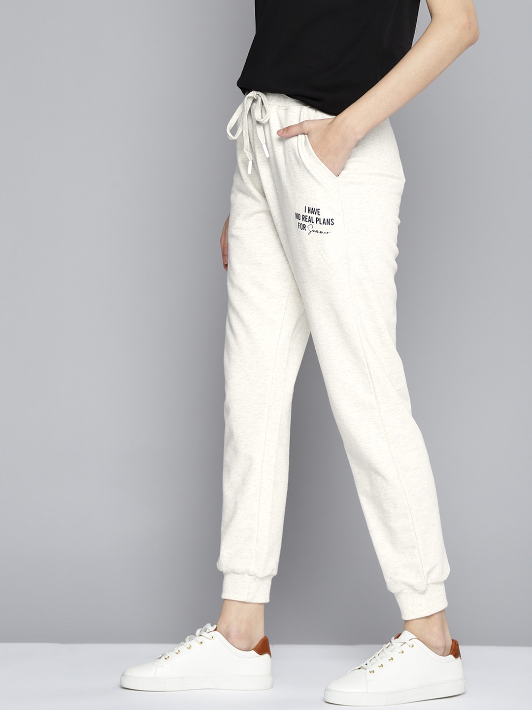 

Mast & Harbour Women Off-White Solid Joggers