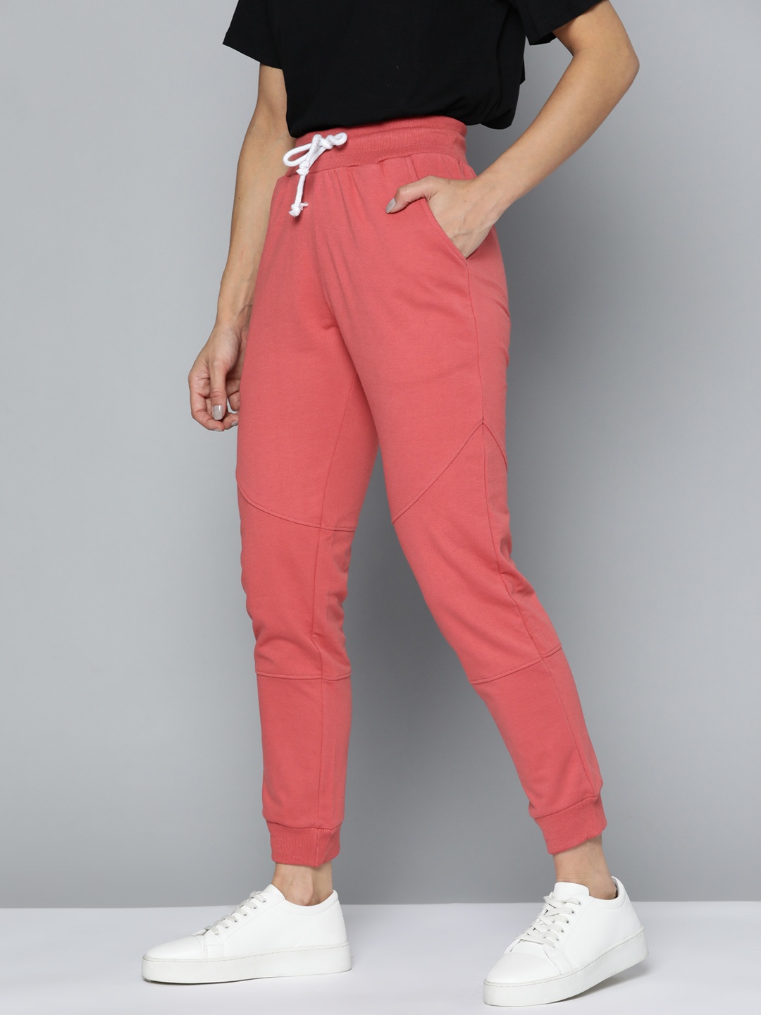 

Mast & Harbour Women Coral Red Red Solid Joggers