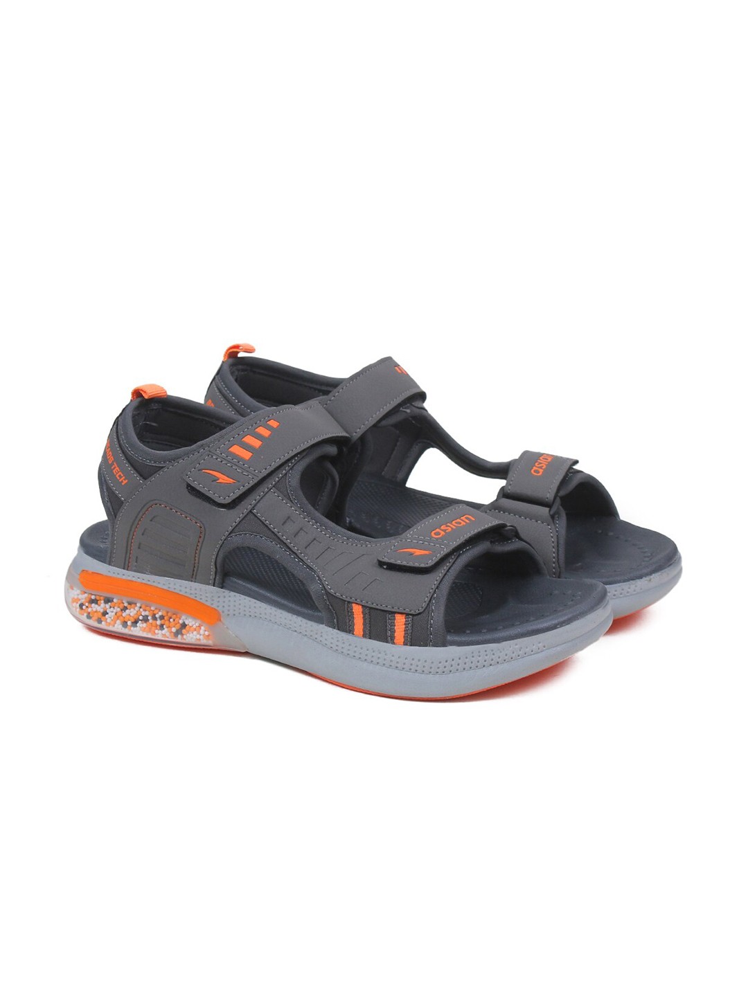 

ASIAN Men Grey & Orange Sports Sandals