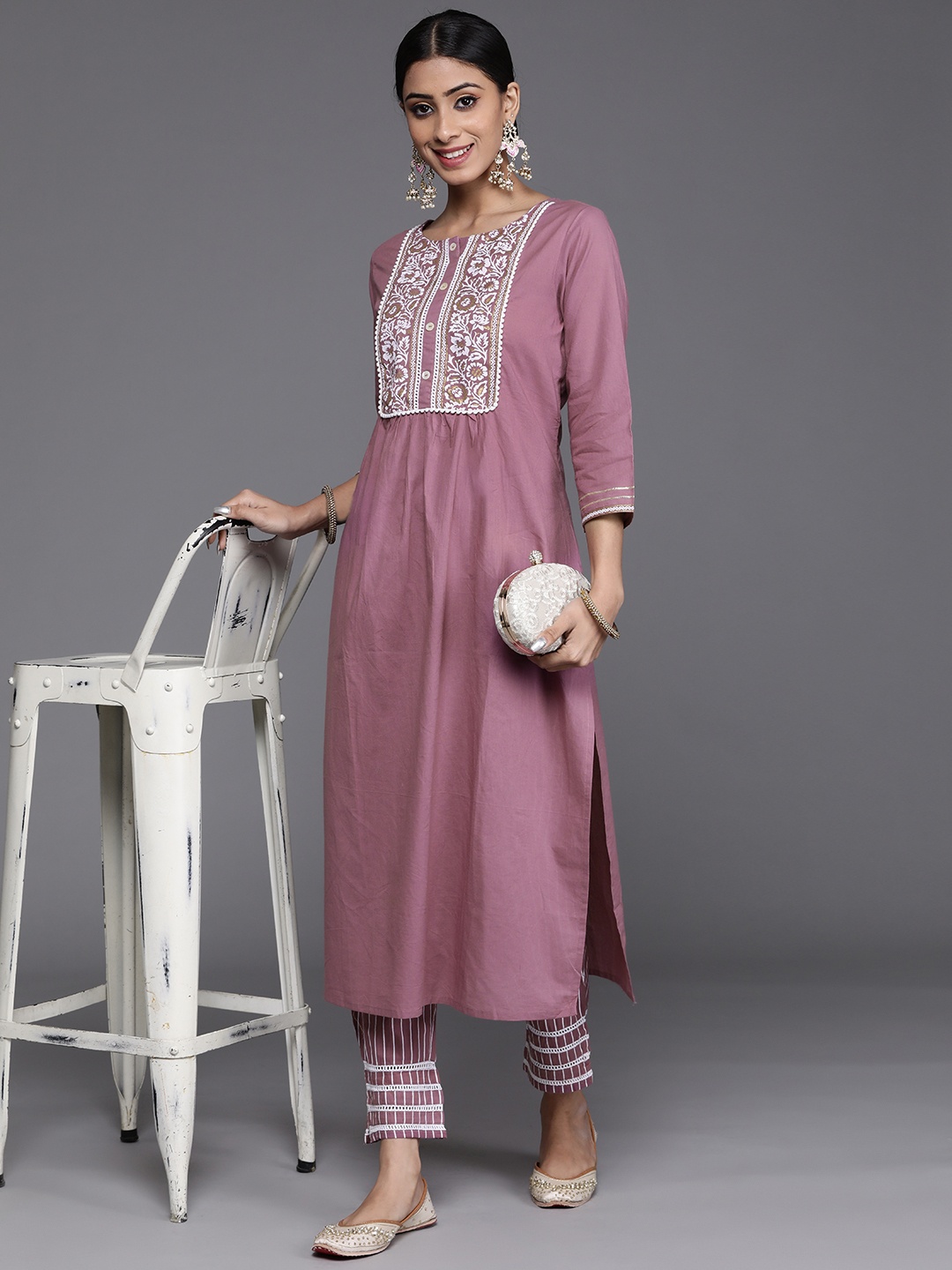

KSUT Women Mauve Kurta with Trousers