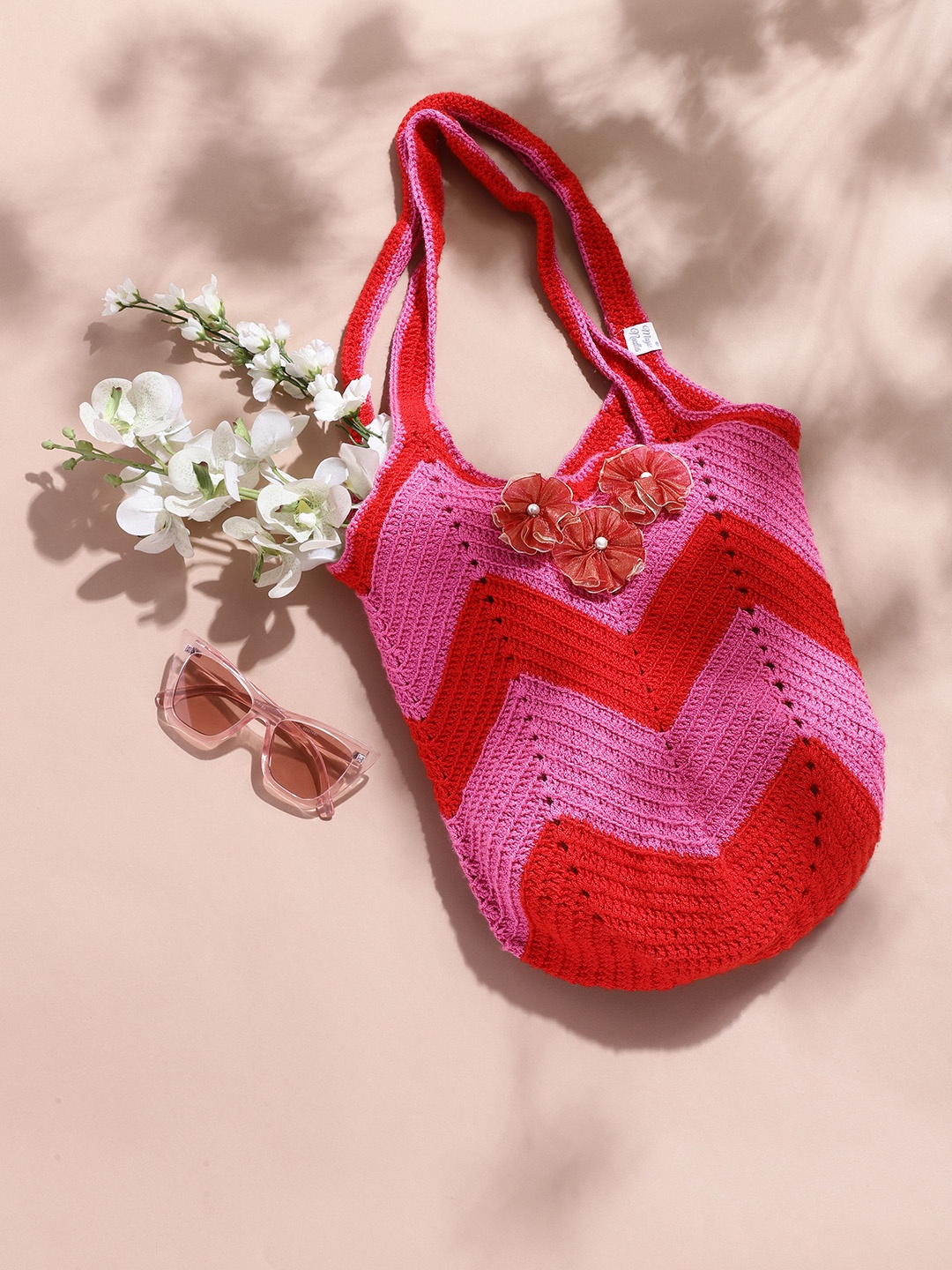

Magic Needles Red Geometric Shopper Shoulder Bag
