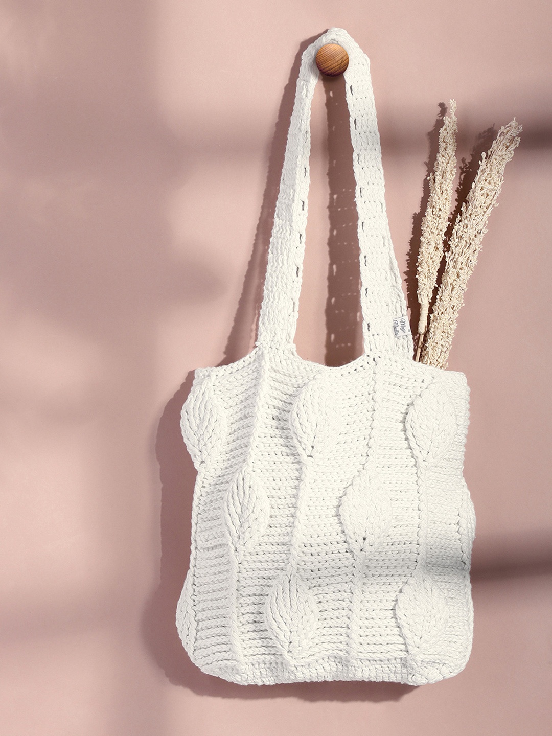 Magic Needles White Geometric Shopper Shoulder Bag
