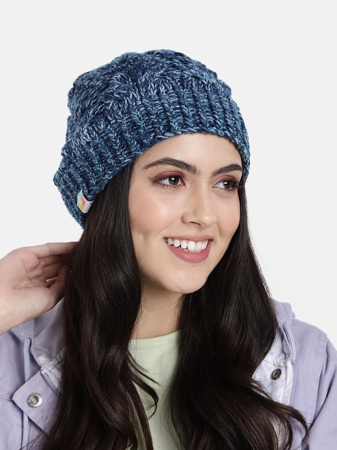 

Magic Needles Unisex Blue Self Design Beanie