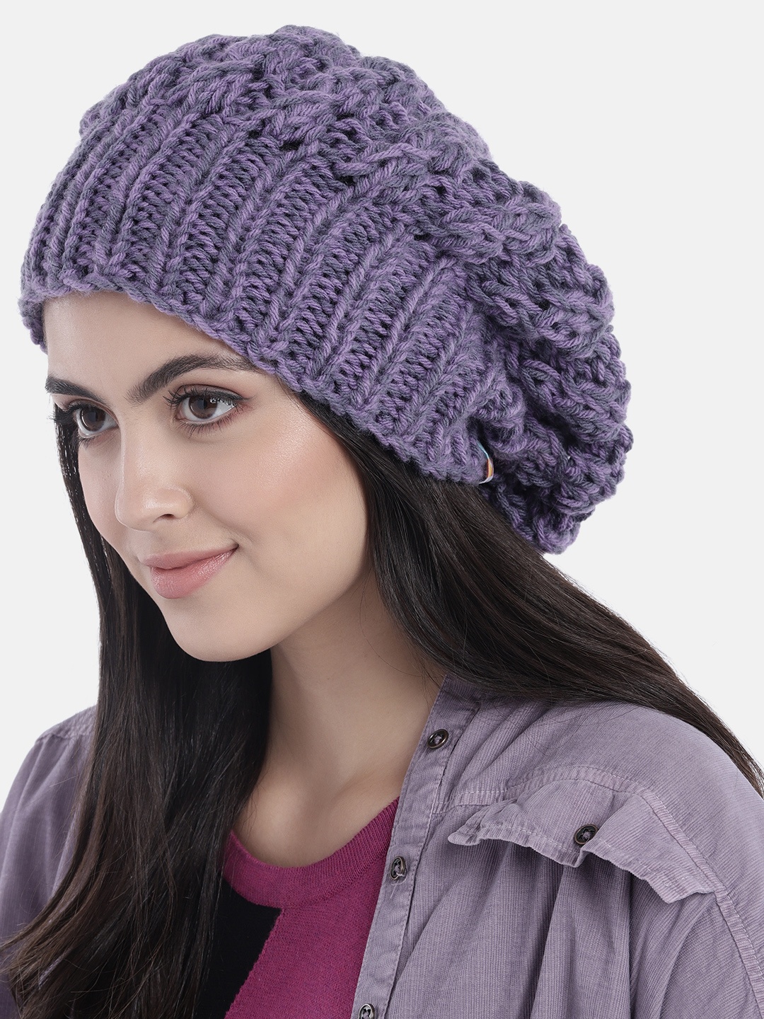 

Magic Needles Women Purple Handmade Shroom Beanie