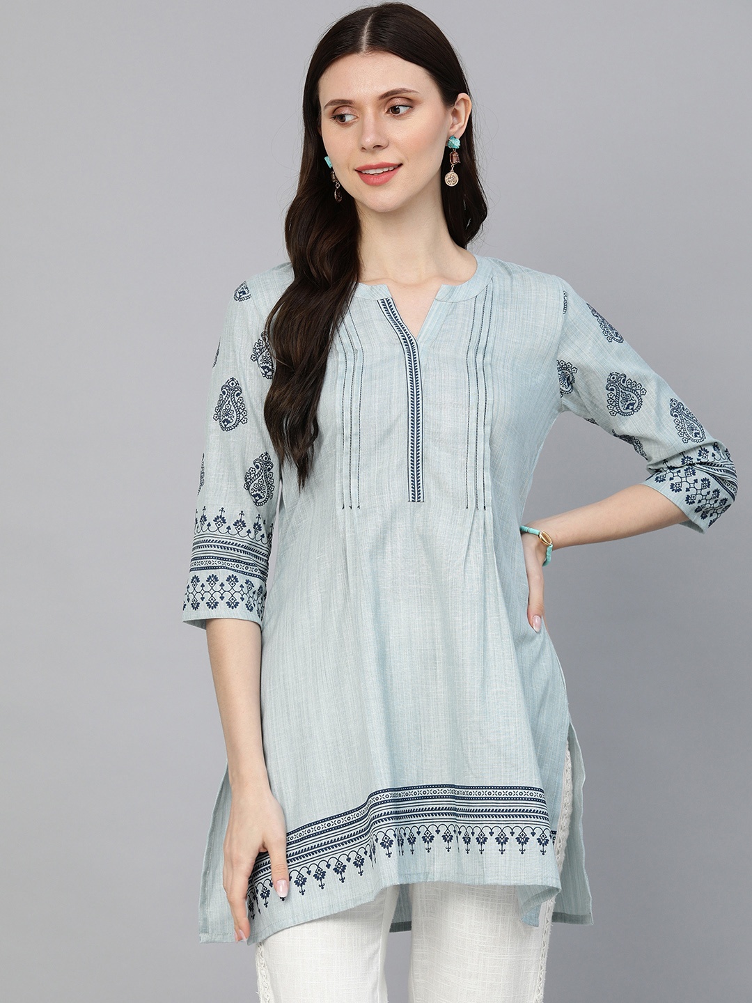

ETIQUETTE Blue Ethnic Motifs Printed Kurti