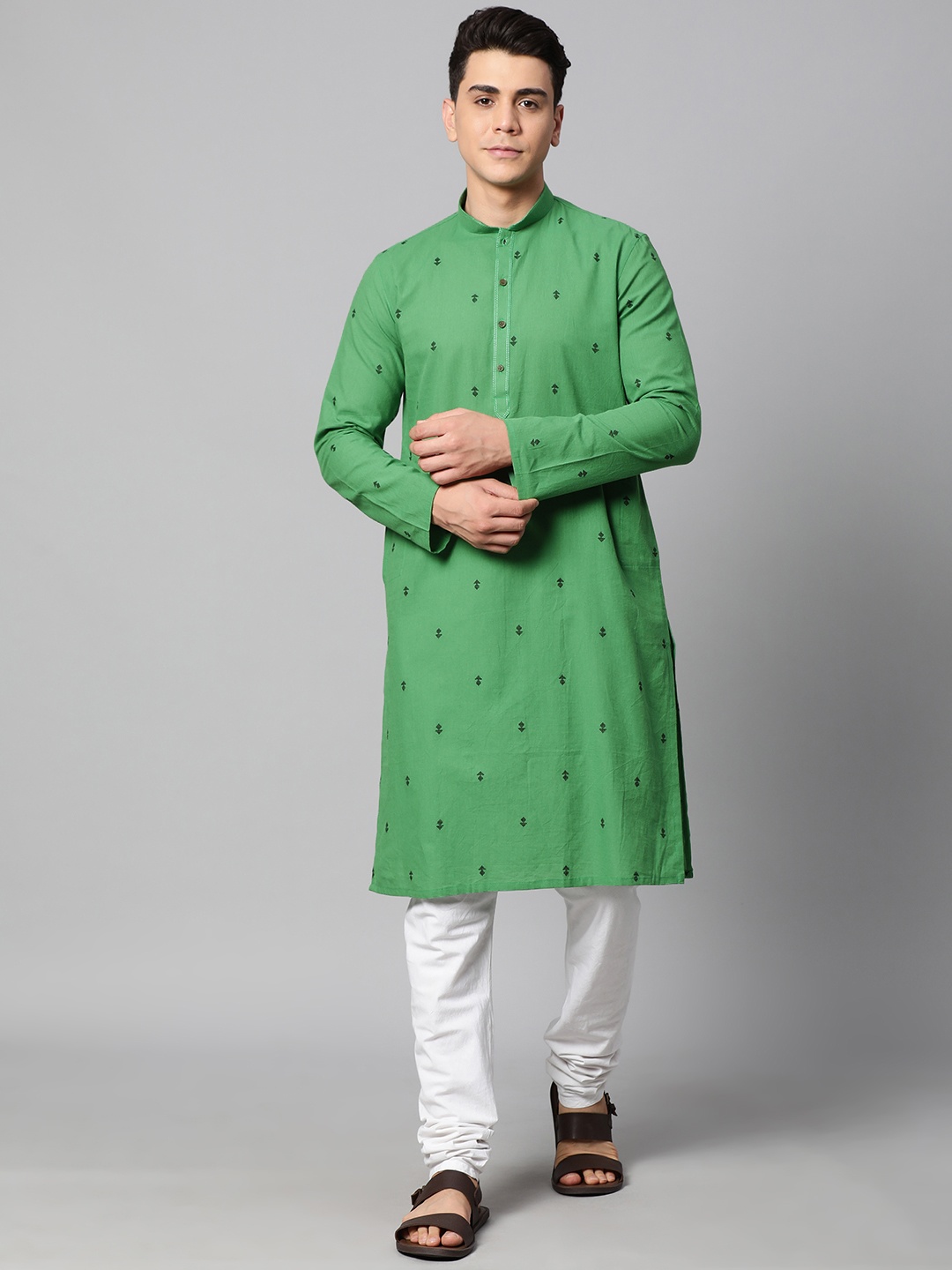 

Manthan Men Green Ethnic Motifs Print Kurta