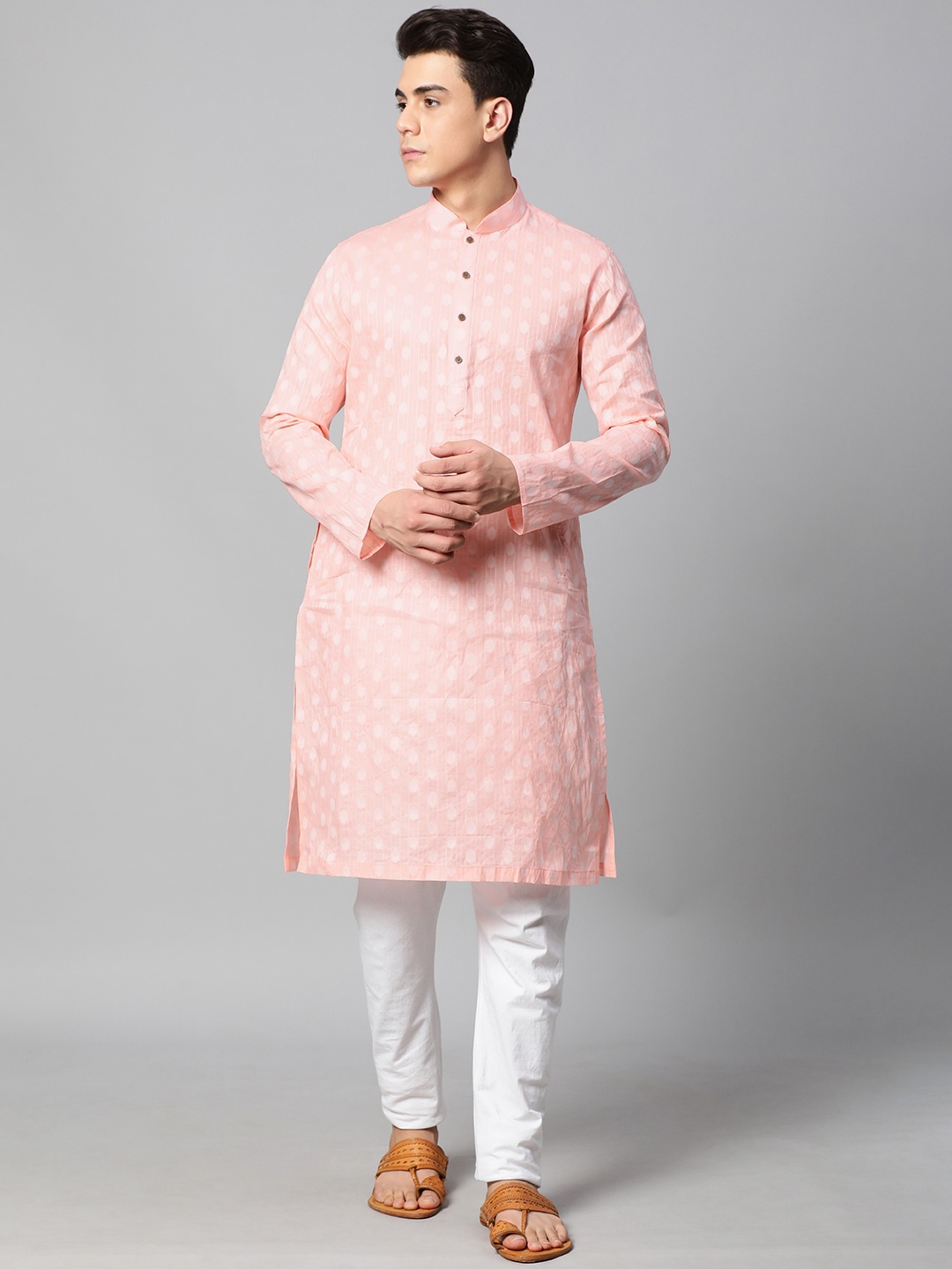 

Manthan Men Pink Ethnic Motifs Print Kurta