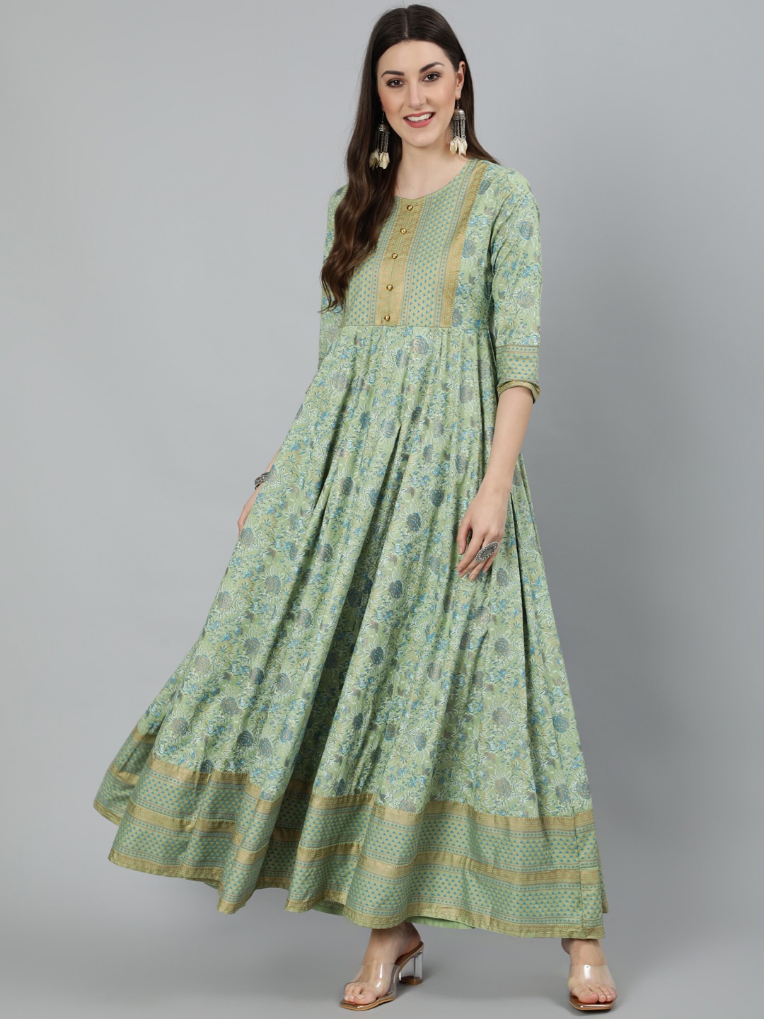 

KIMAYRA Women Green Ethnic Motifs Printed Anarkali Kurta