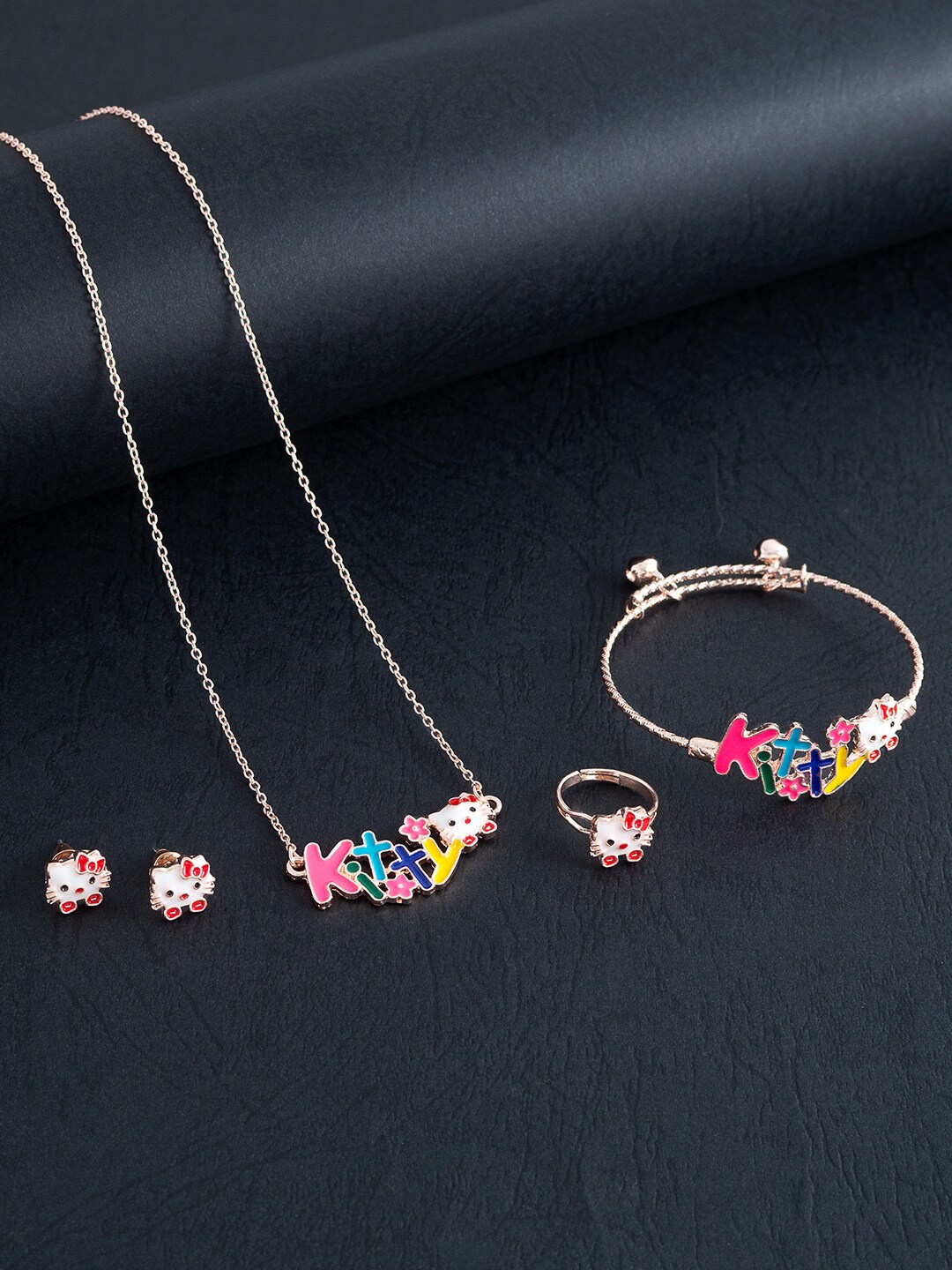 

Golden Peacock Rose Gold toned Charm Pendant Jewellery Set