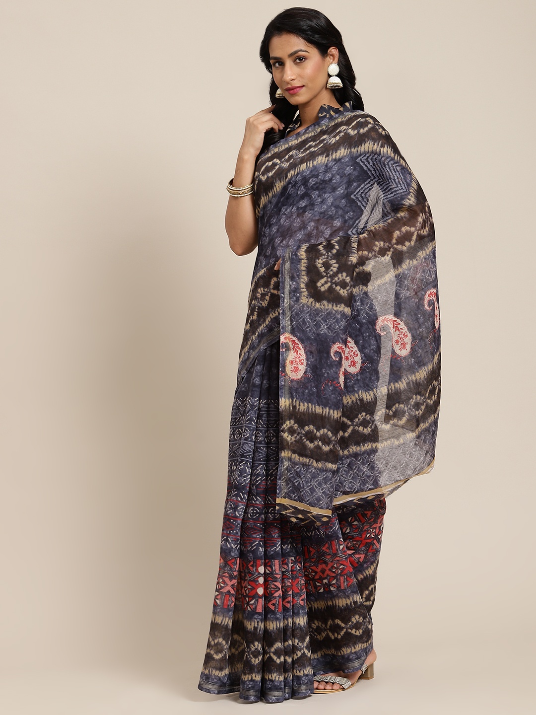 

SHANGRILA Blue Ikat Saree