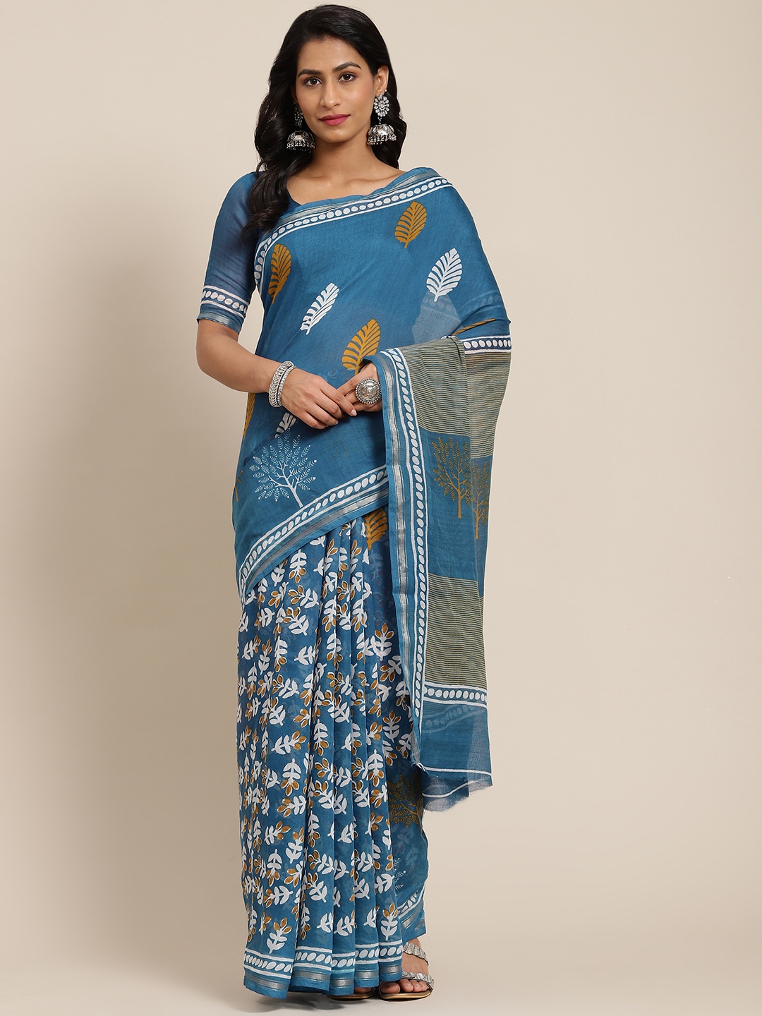 

SHANGRILA Blue Ethnic Motifs Saree