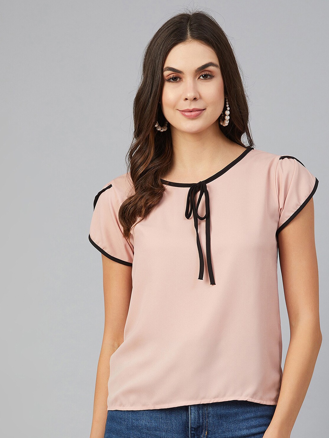 

CHIMPAAANZEE Pink Tie-Up Neck Top