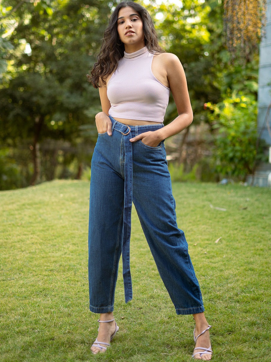 

FREAKINS Women Stunning Blue High-Rise Relaxed Fit Cropped Jeans