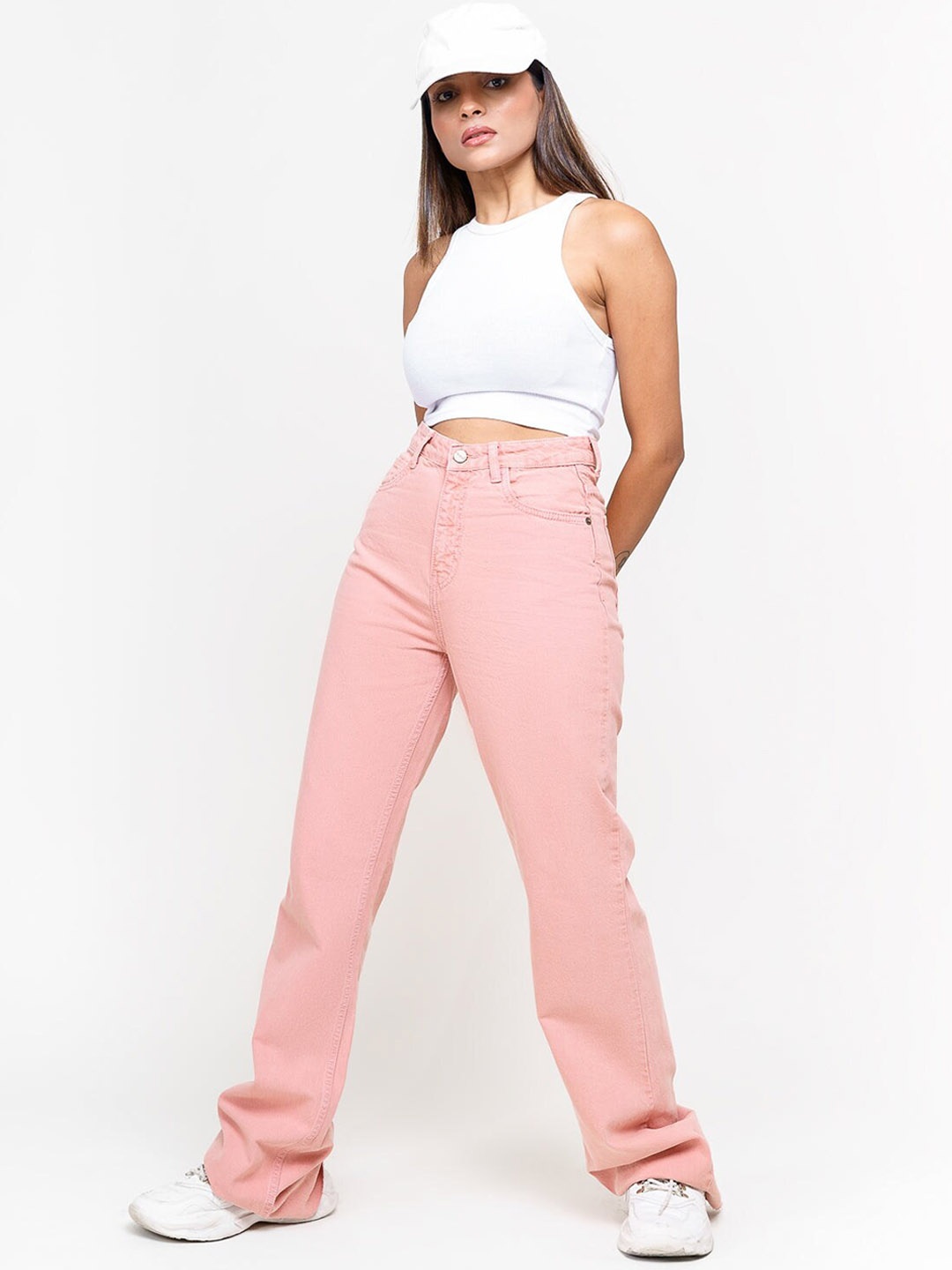 

FREAKINS Women Pretty Pink High-Rise Bootcut Fit Jeans