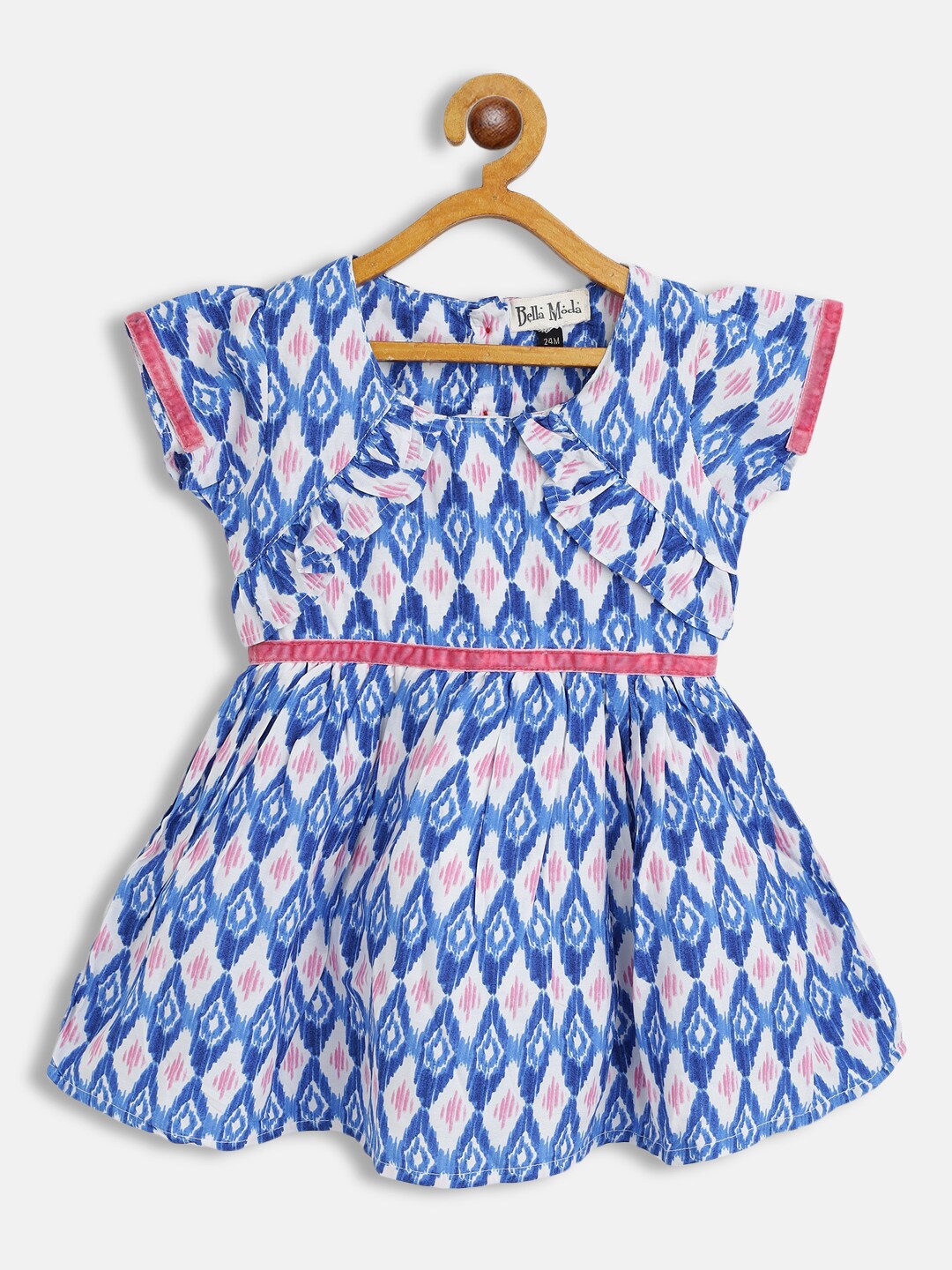 

Bella Moda Girls Blue Printed Cotton Dress