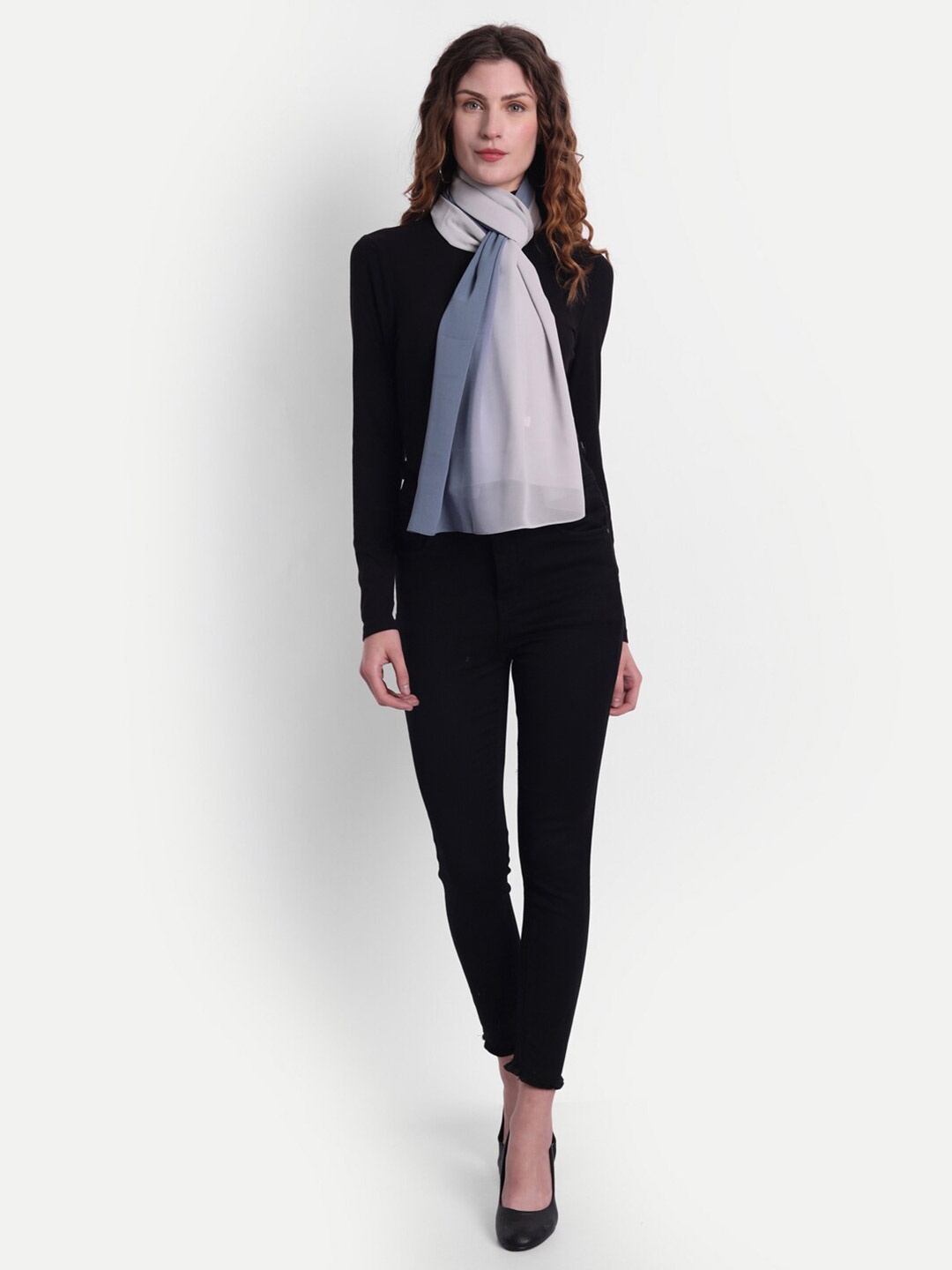 

Wicked Stitch Women Grey & Blue Colourblocked Scarf