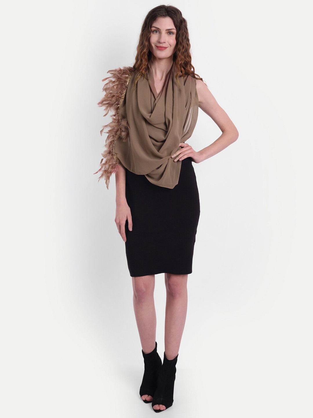 

Wicked Stitch Women Brown Solid Scarf