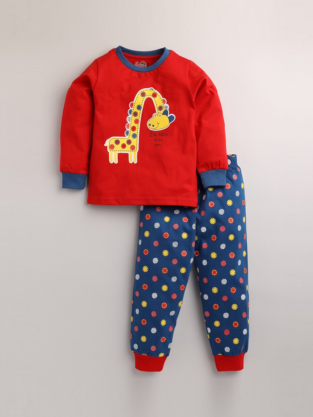 

Eieio Boys Red & Blue Printed Night suit KK-29