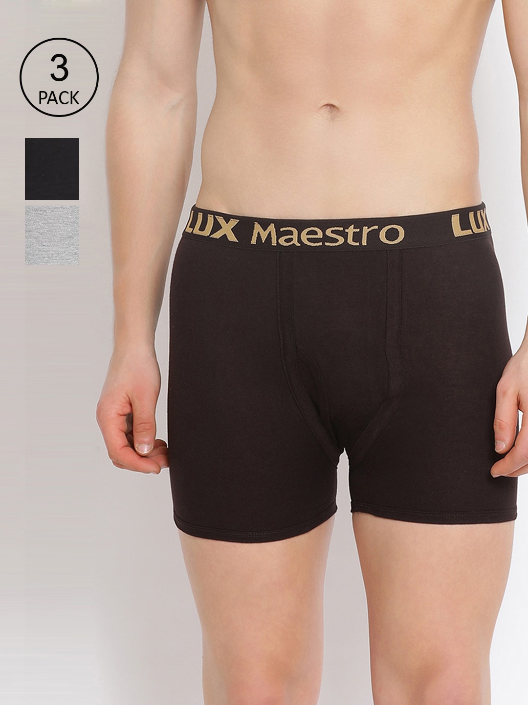

LUX MAESTRO Men Pack of 3 Solid Assorted Long Trunks MAESTRO_LONG_TRUNK_LM03A_3PC