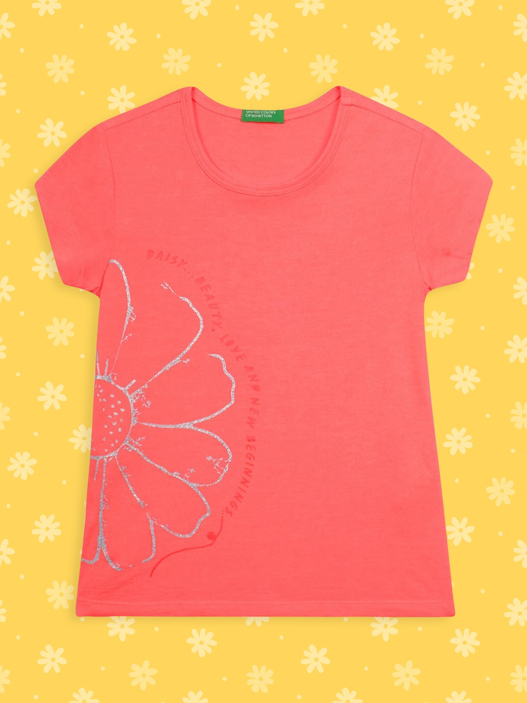 

United Colors of Benetton Girls Coral Printed T-shirt