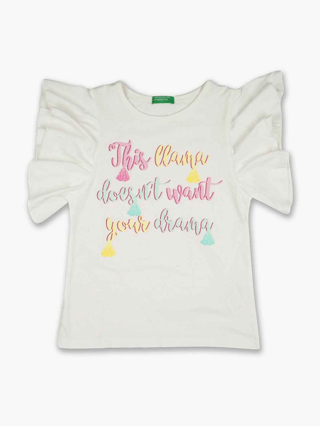 

United Colors of Benetton Girls White & Pink Print Top