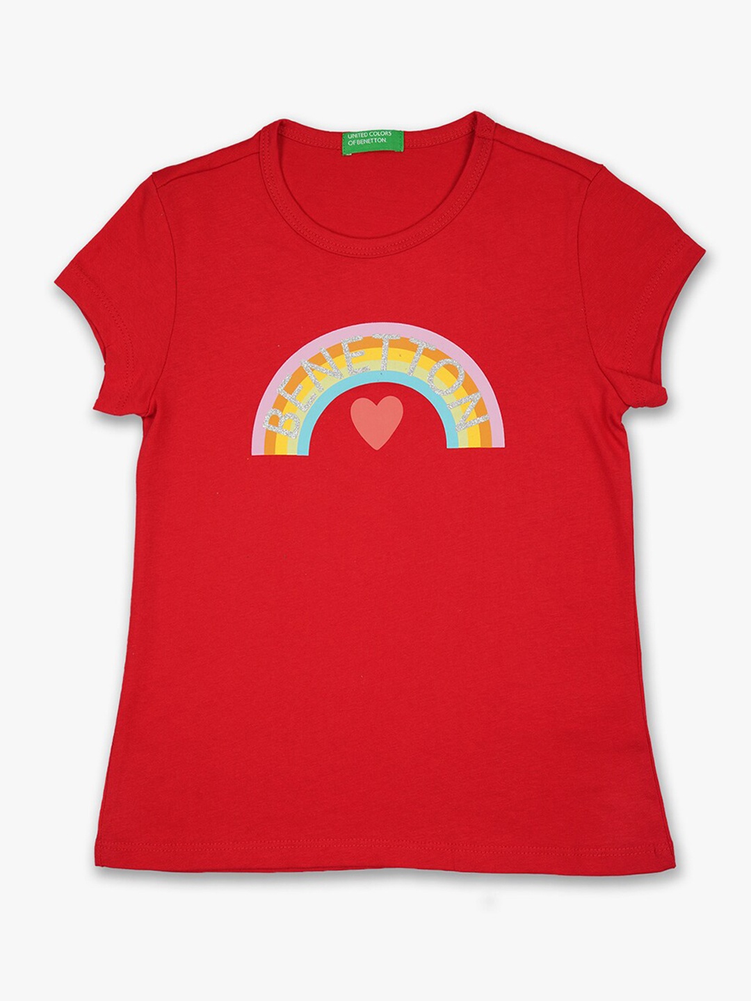 

United Colors of Benetton Girls Red Printed T-shirt